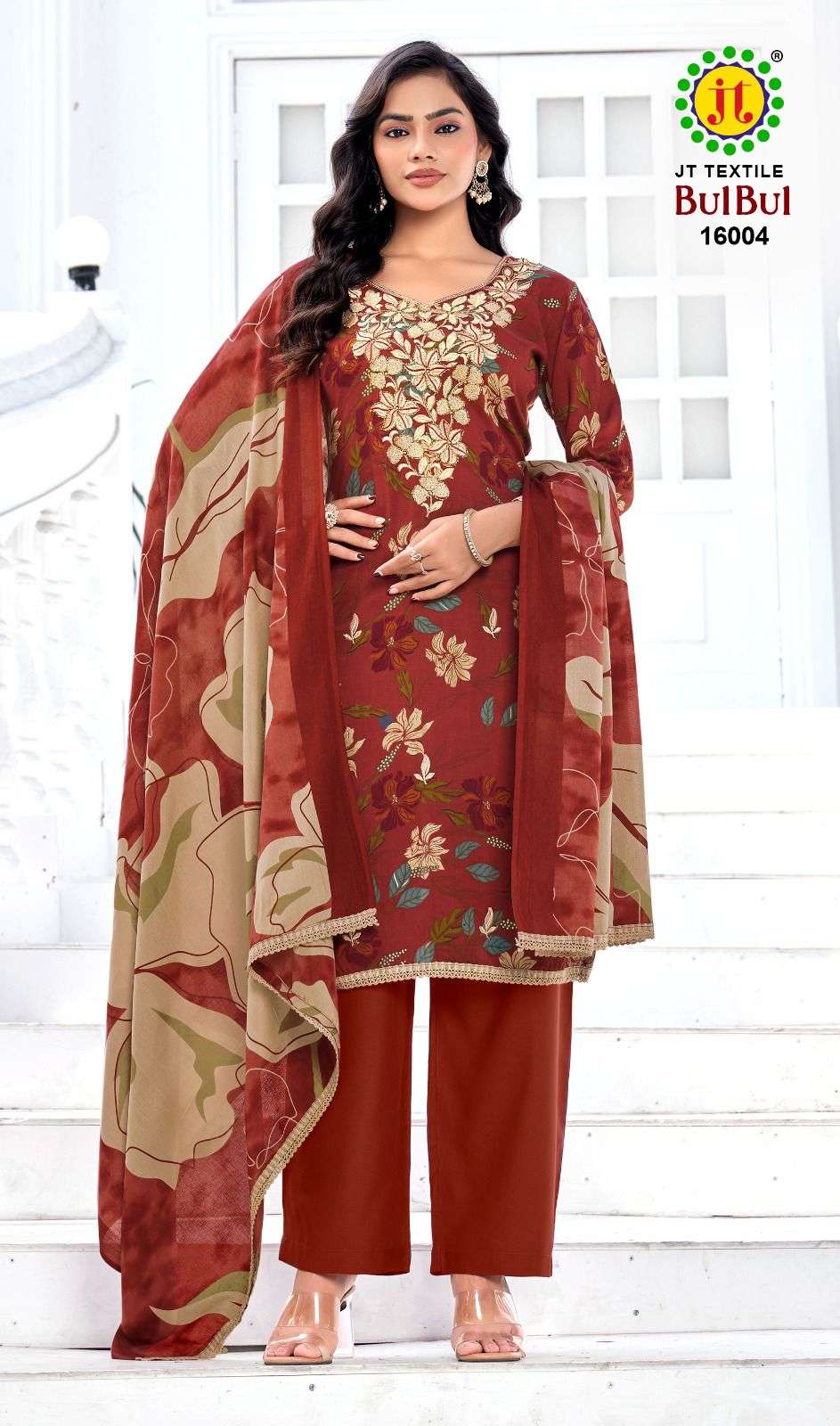 JT BULBUL VOL 16 RAYON PREMIUM WORKS LADIES WORK SALWAR SUIT