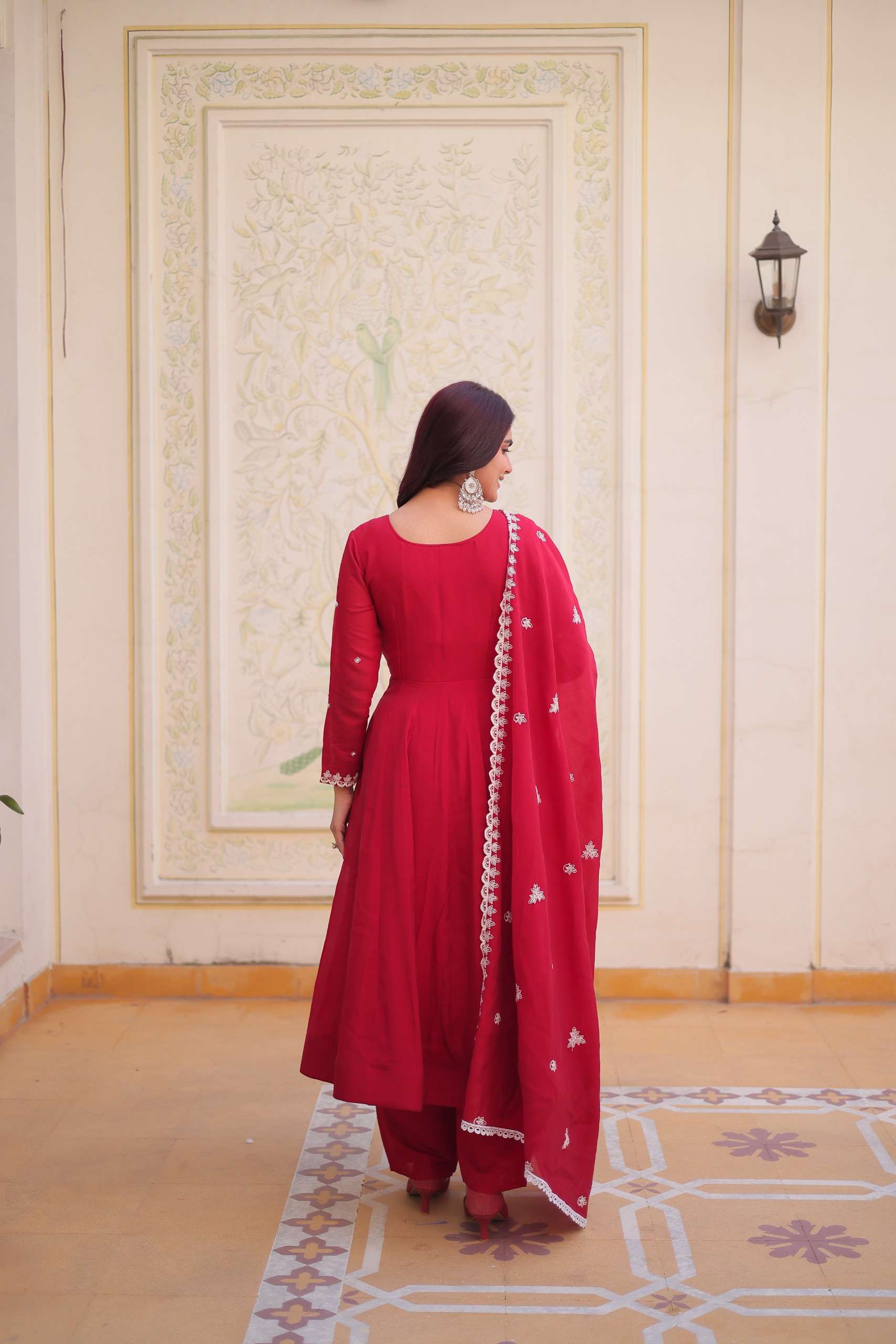 KA 1246 SILK DESIGNER READY MADE GOWN WITH PANT AND DUPATTA SET 
