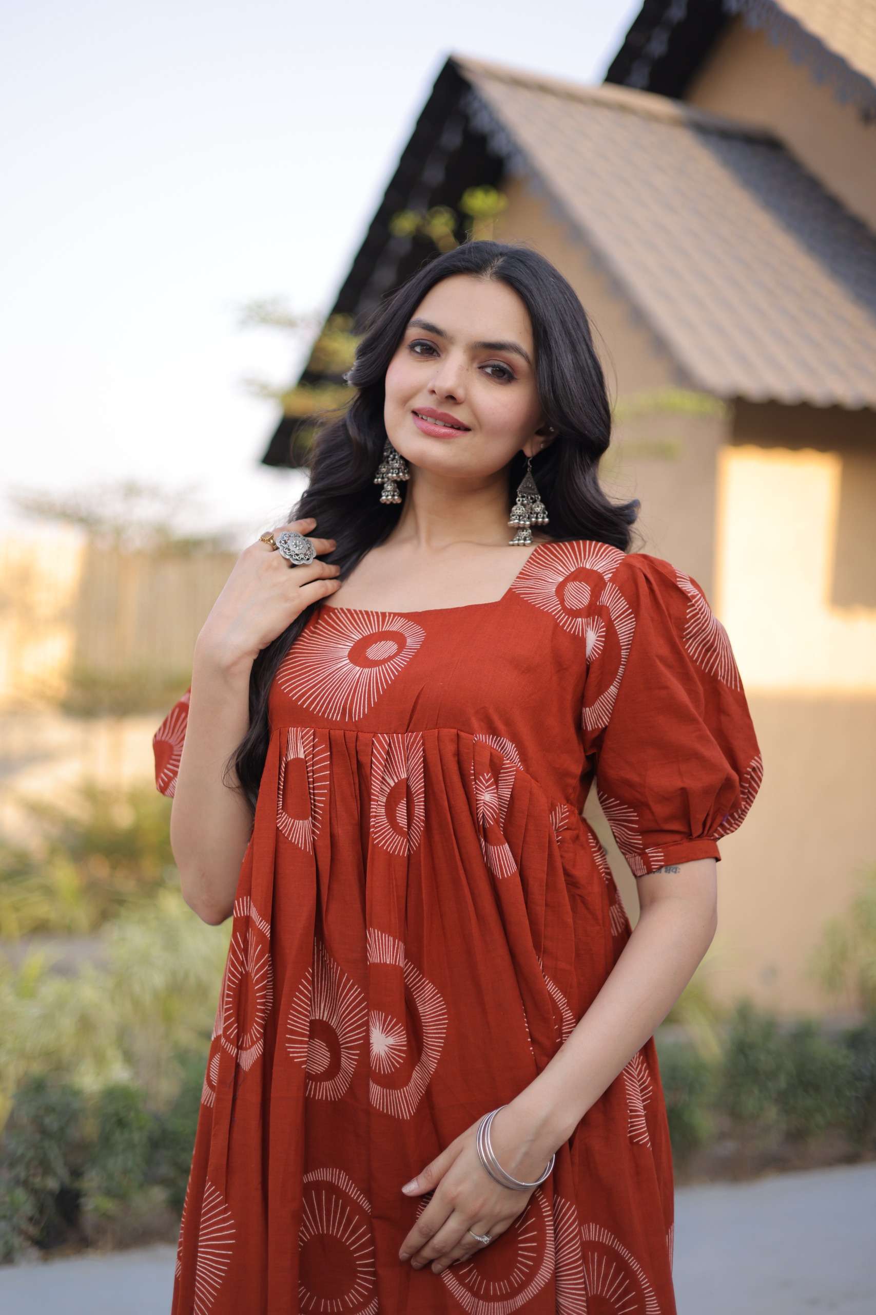 KA 1249 COTTON PRINTED FANCY SUMMER WEAR LADIES GOWN
