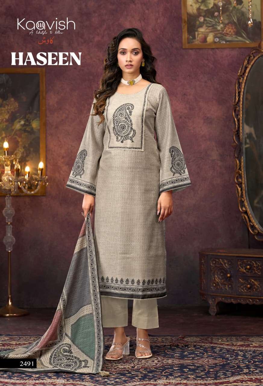 KAAVISH HASEEN LINEN COTTON DIGITAL PRINT WITH FANCY WORK SUIT