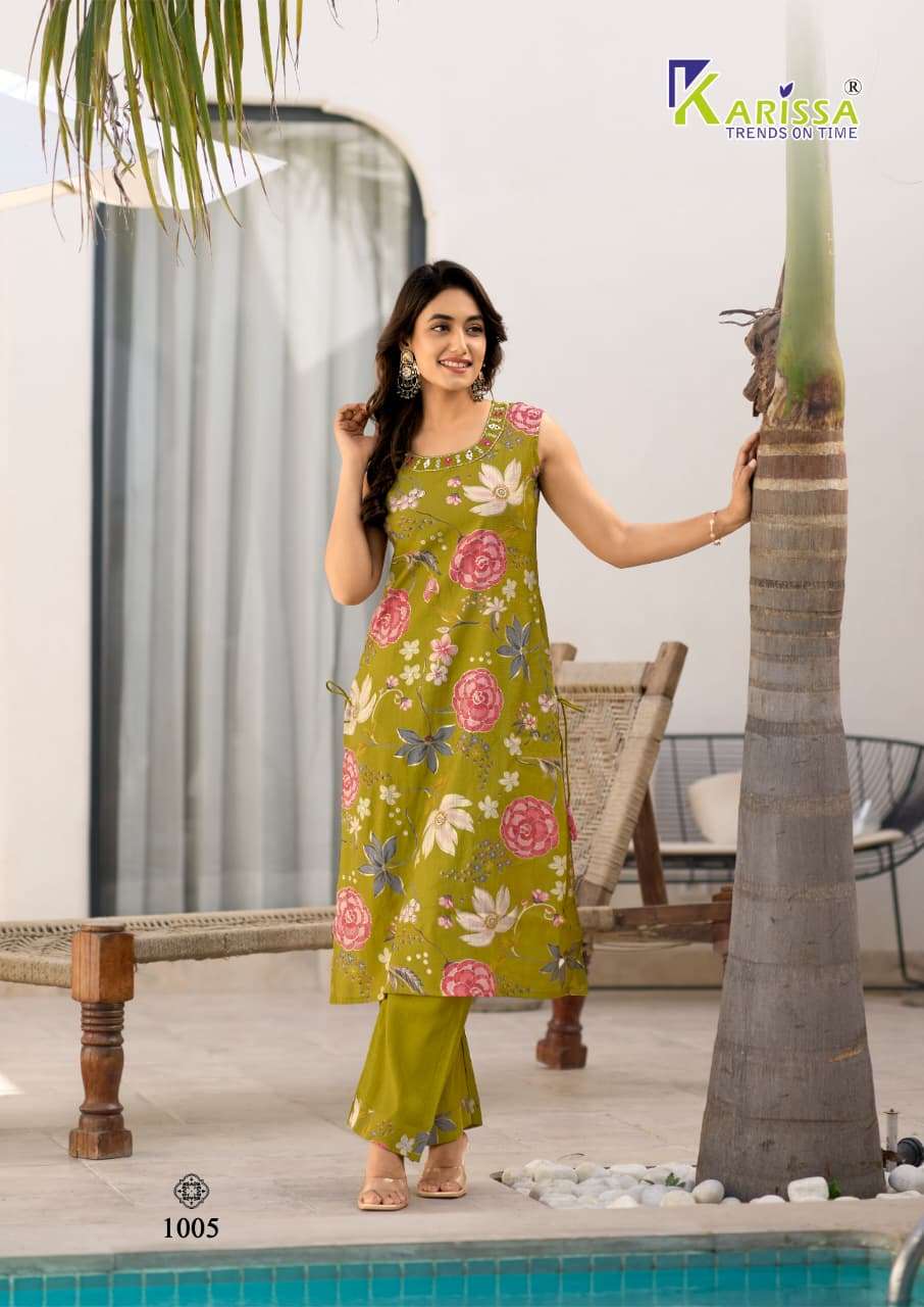 KARISSA MISHKA VISCOSE FANCY PRINT LONG KURTI WITH BOTTOM PAIR 