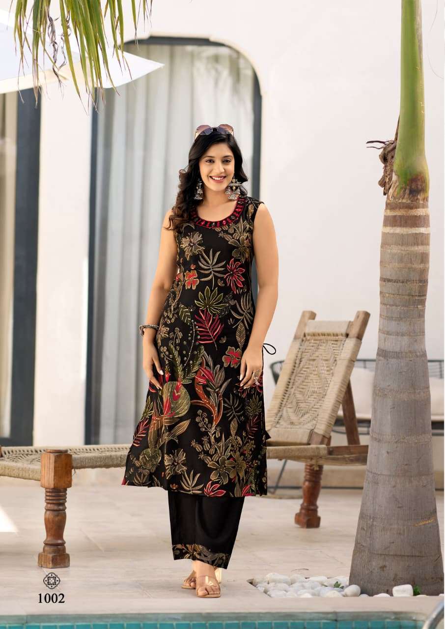 KARISSA MISHKA VISCOSE FANCY PRINT LONG KURTI WITH BOTTOM PAIR 