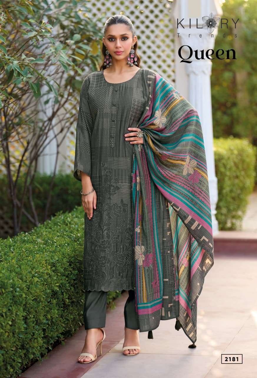 KILORY TRENDS QUEEN MODAL SILK DIGITAL PRINT WITH FANCY EMBROIDERY WORK SUIT