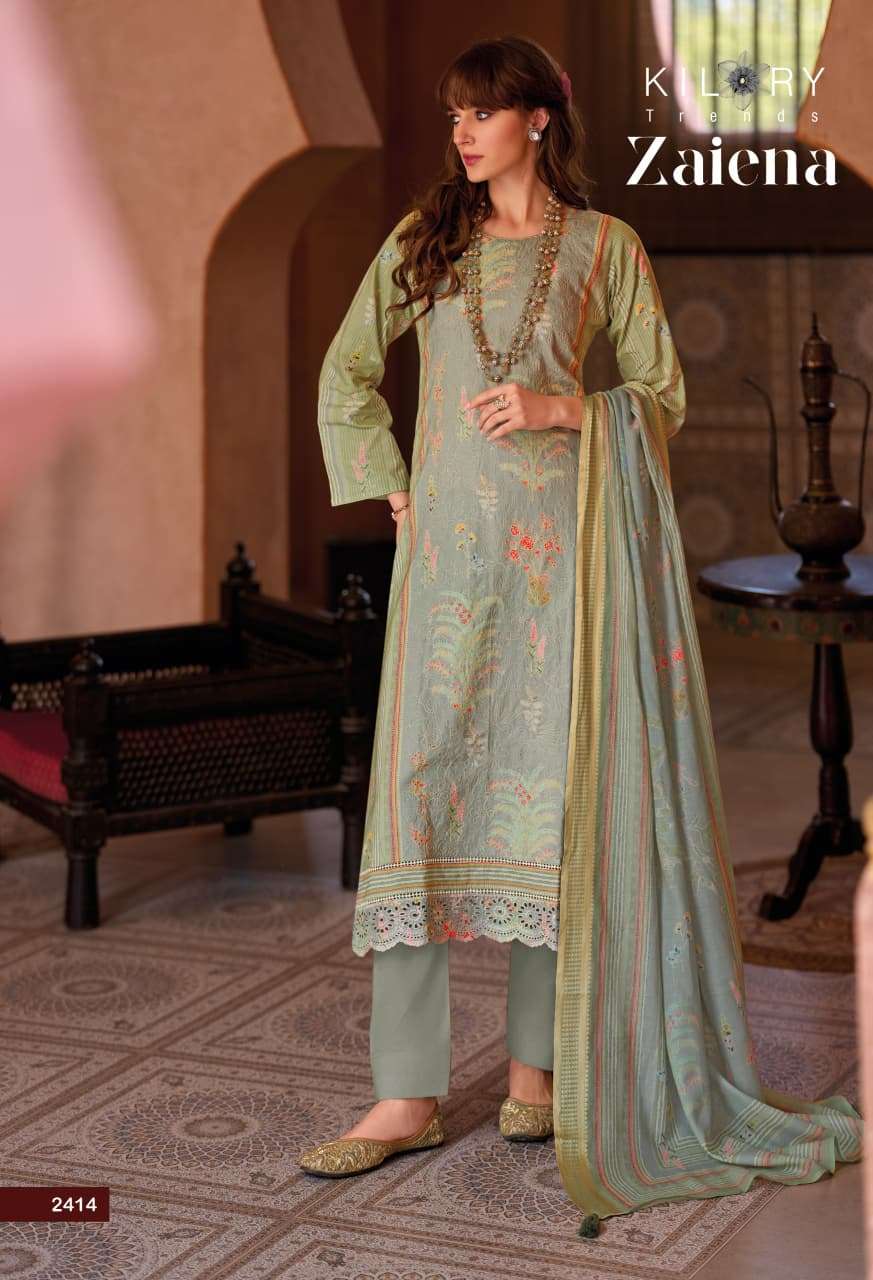 KILORY  TRENDS ZAIENA LAWN COTTON DIGITAL PRINT WITH DESIGNER WORK SUIT