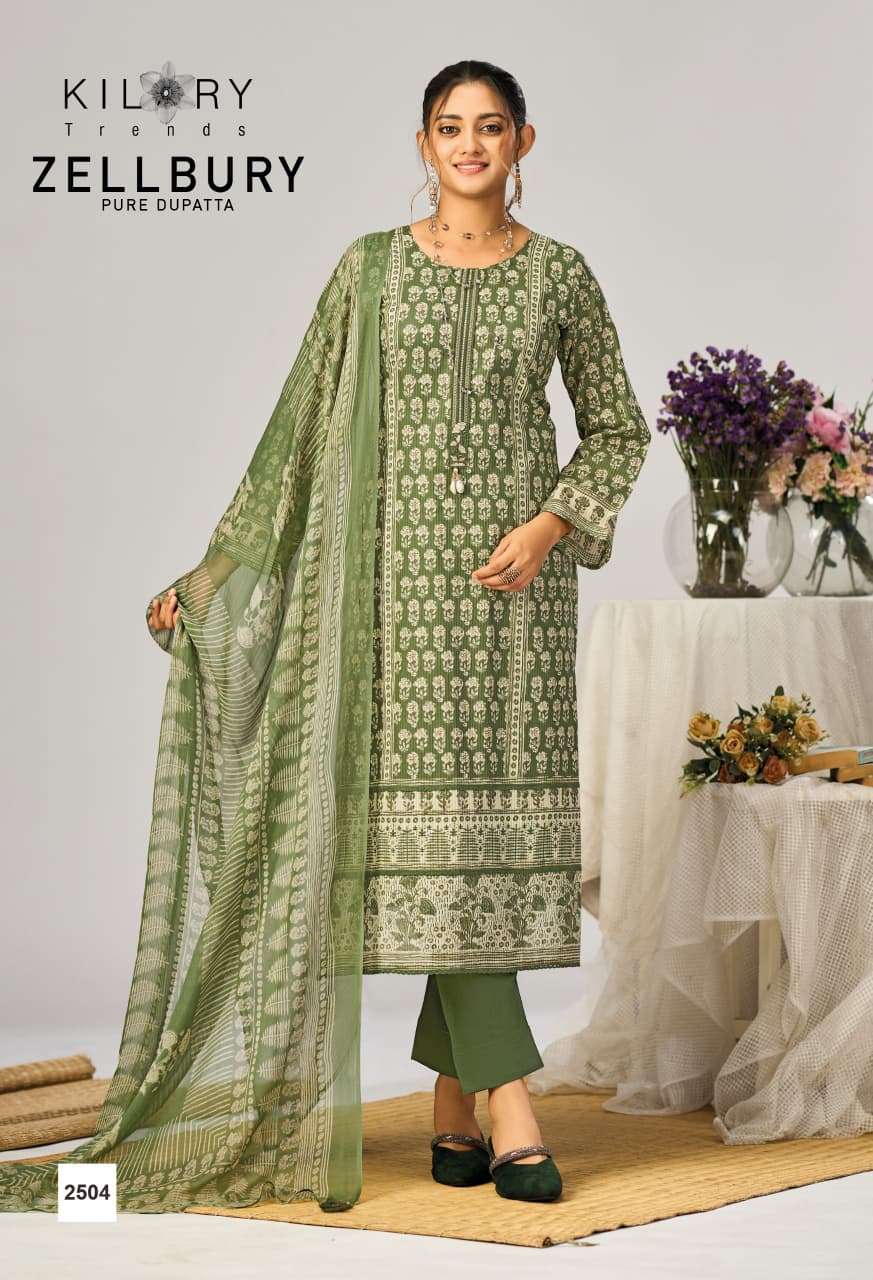 KILORY  TRENDS ZELLBURI LAWN COTTON DIGITAL PRINT WITH EMBROIDERY WORK SUITS 