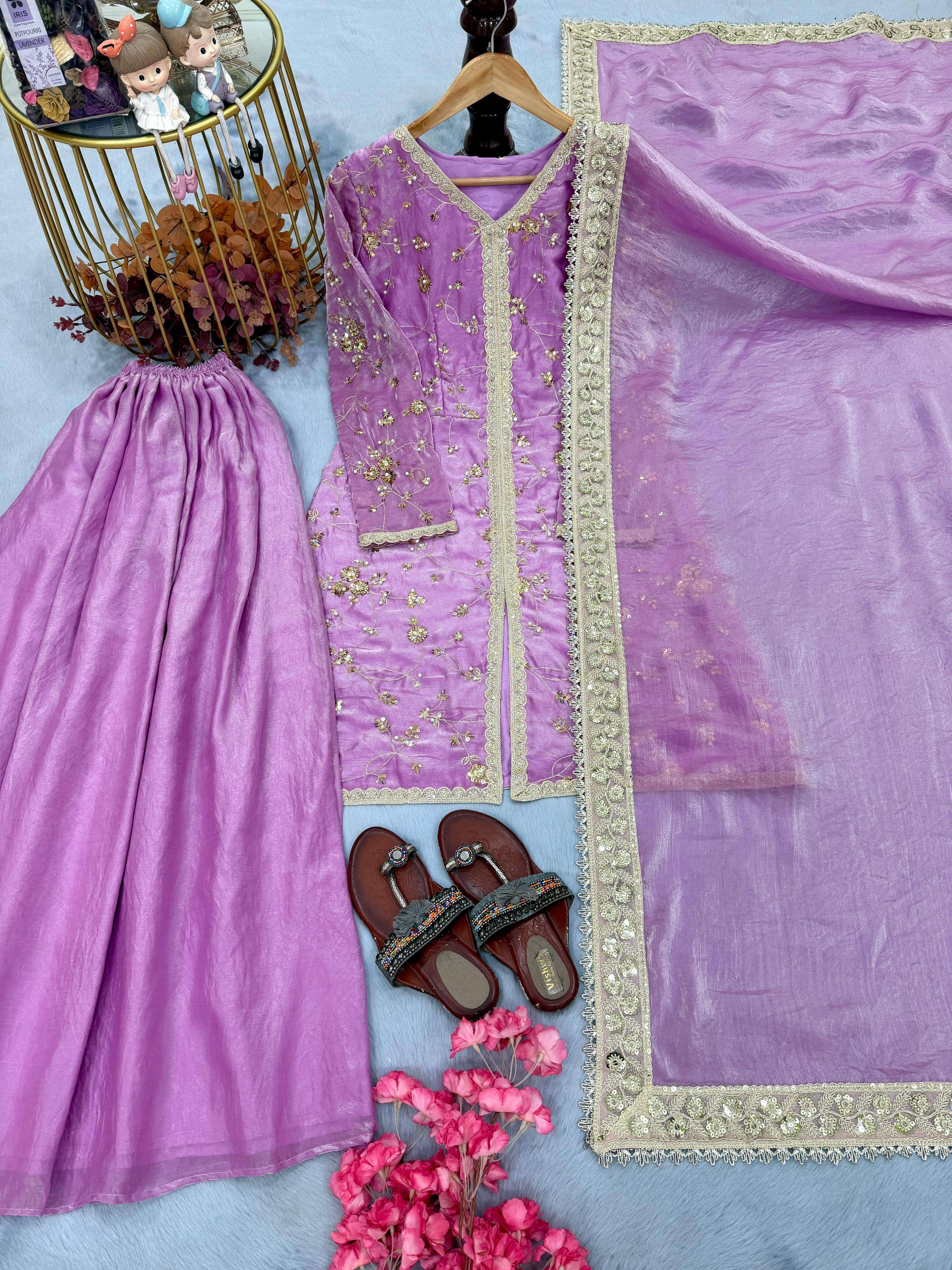 LADY LOOK 037 BEAUTIFUL PARTY WEAR DESIGNER LOOK TOP PLAZZO AND DUPATTA 