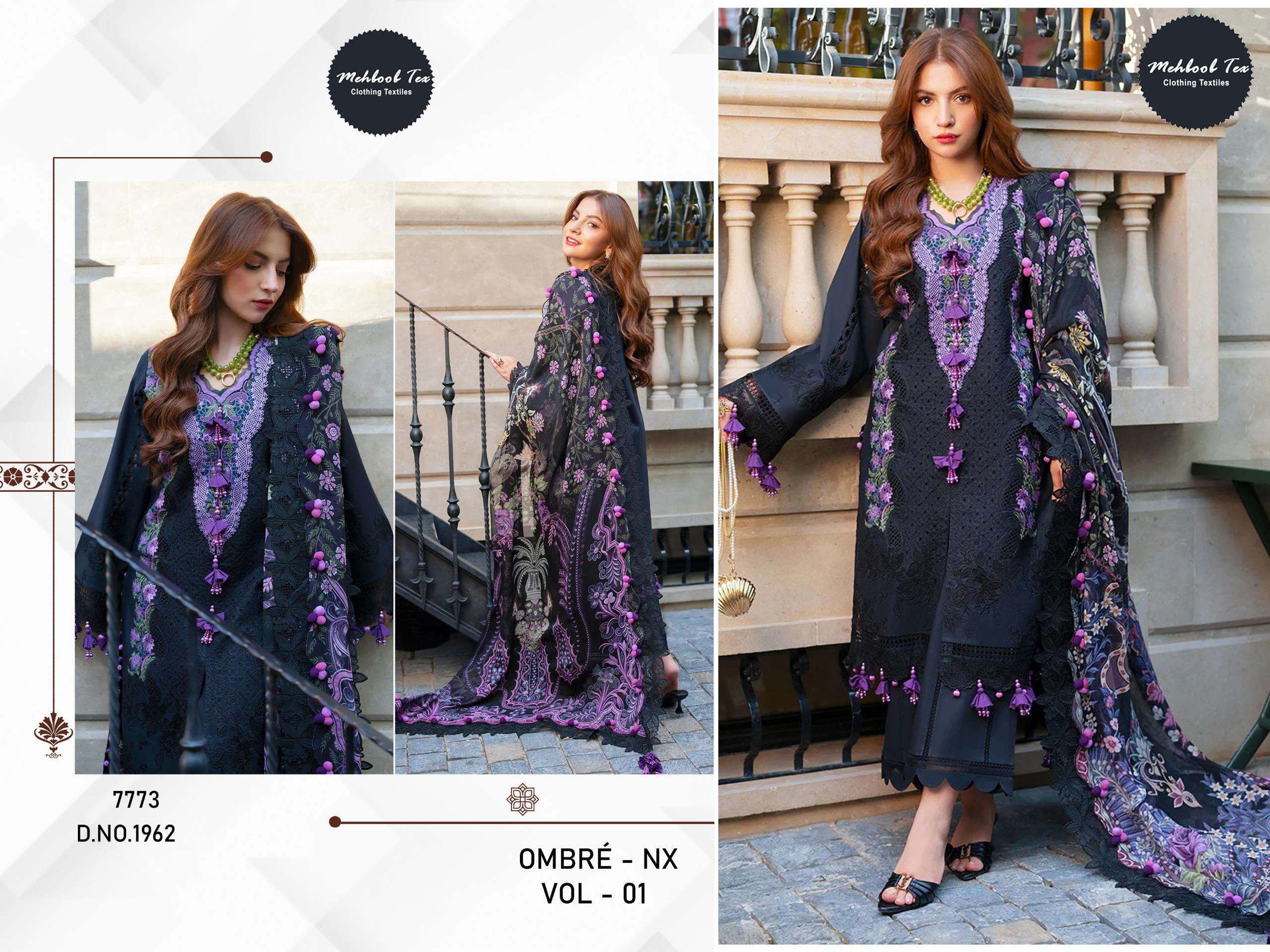 MEHBOOB TEX OMBRE NX VOL 1 COTTON EMBROIDERY DESIGNER WORK PAKISTANI SUIT