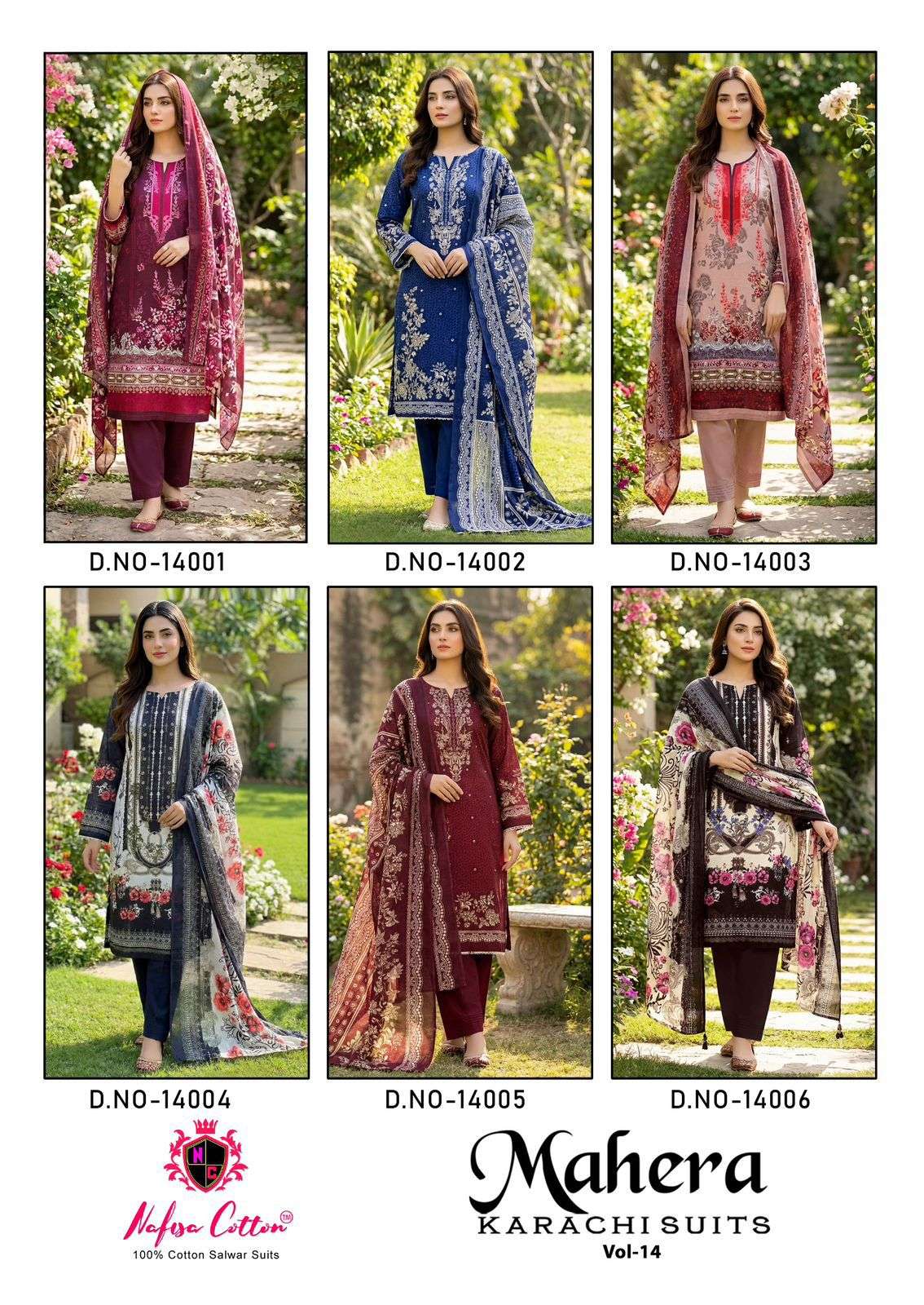 NAFISA COTTON MAHERA KARACHI SUITS VOL 14 COTTON DIGITAL PRINTS SALWAR SUIT	