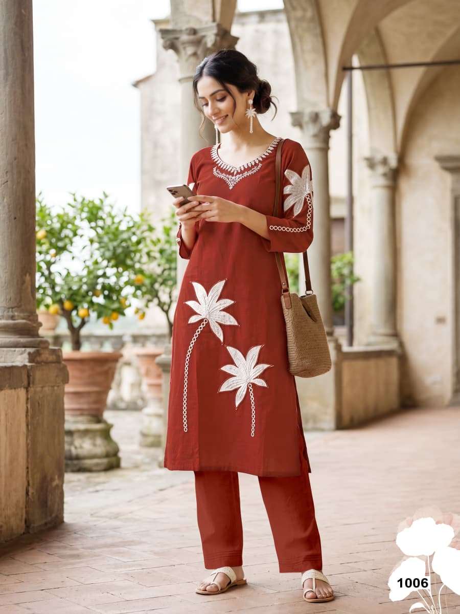 OSSM SUMMER STYLE COTTON FANCY EMBROIDERY WORK LADIES A LINE STYLE CO-ORD SET