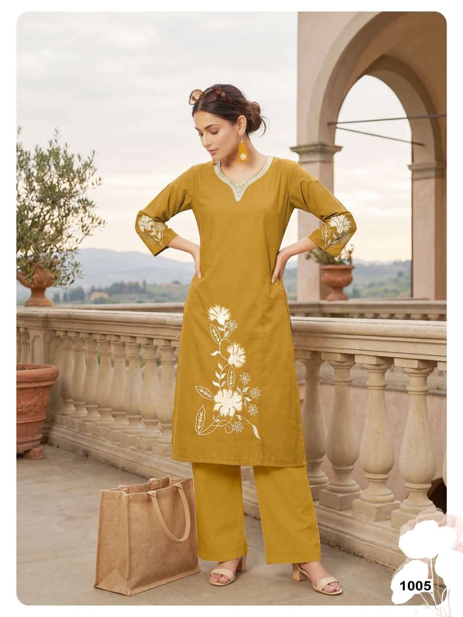 OSSM SUMMER STYLE COTTON FANCY EMBROIDERY WORK LADIES A LINE STYLE CO-ORD SET