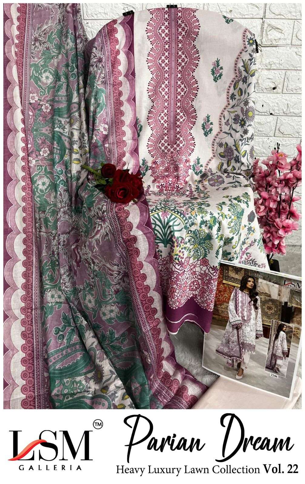 PARIAN DREAM HEAVY LUXURY LAWN COLLECTION VOL 22 COTTON DIGITAL PRINT SALWAR SUIT