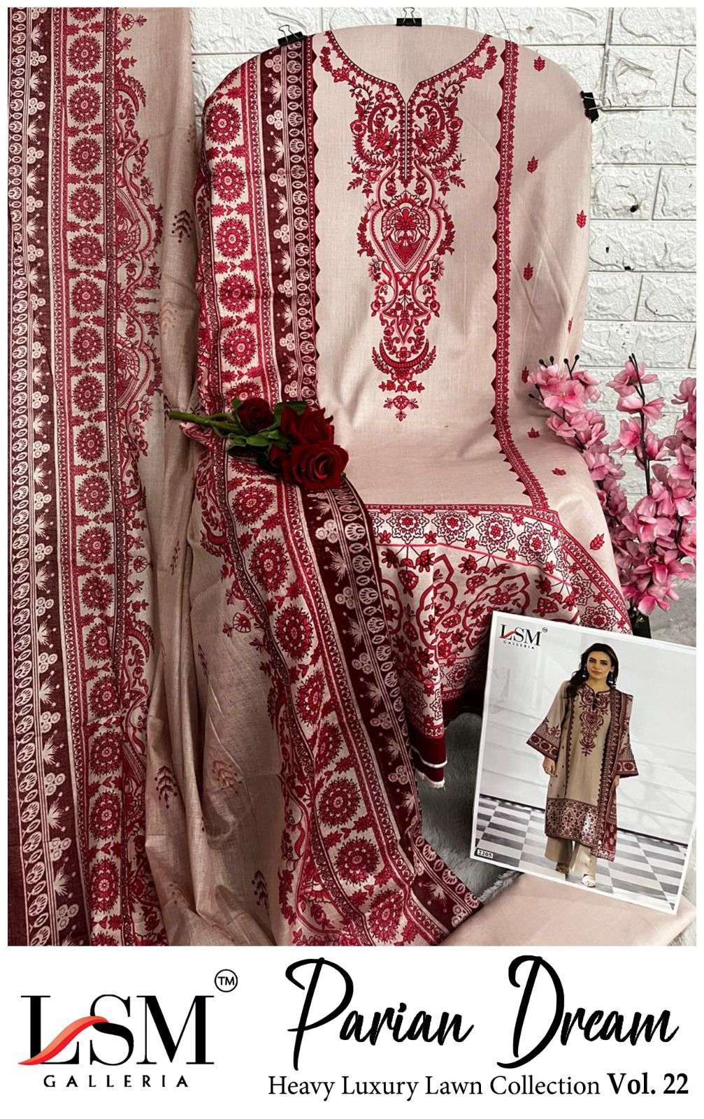 PARIAN DREAM HEAVY LUXURY LAWN COLLECTION VOL 22 COTTON DIGITAL PRINT SALWAR SUIT