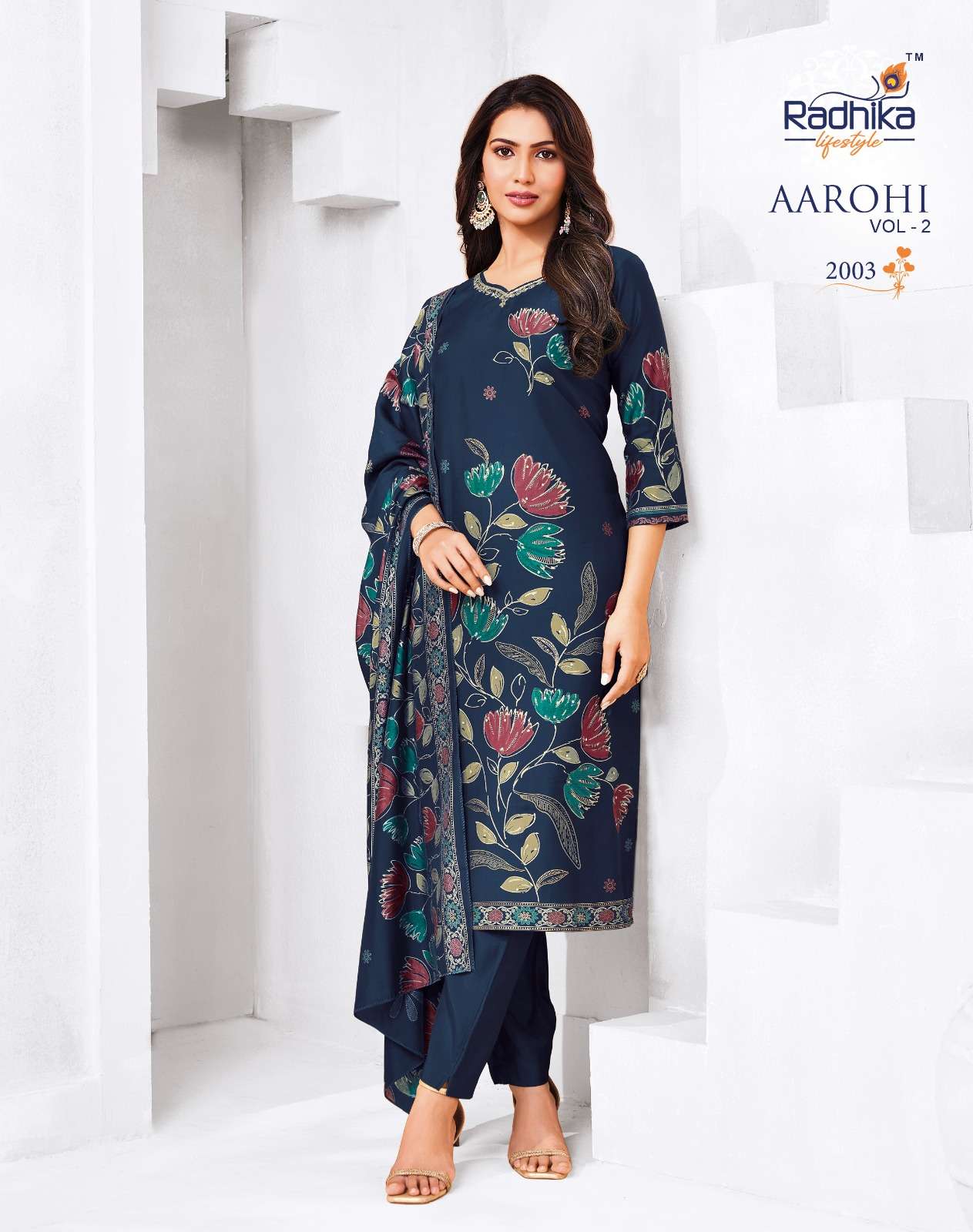 RADHIKA LIFESTYLE AAROHI VOL 2 MODAL FABRIC FANCY WORKS LADIES 3PCS SET COLLECTION 