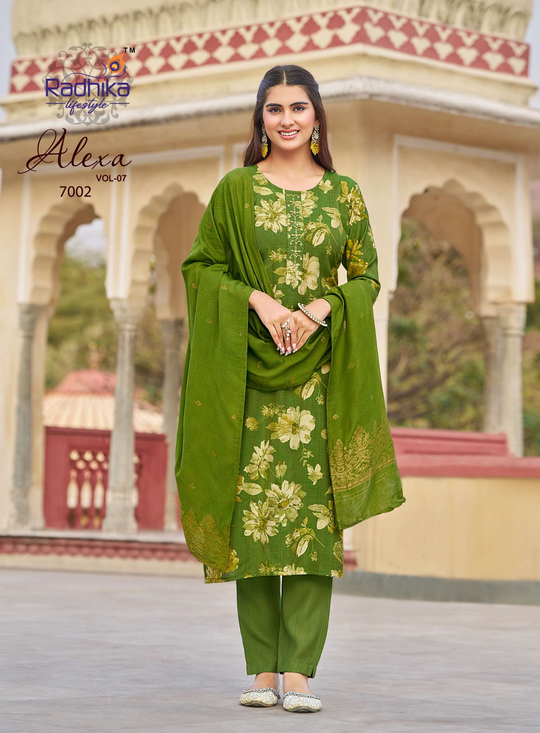 RADHIKA LIFESTYLE ALEXA VOL 7 SILK PRINTED FANCY LADIES KURTI PANT WITH DUPATTA SET