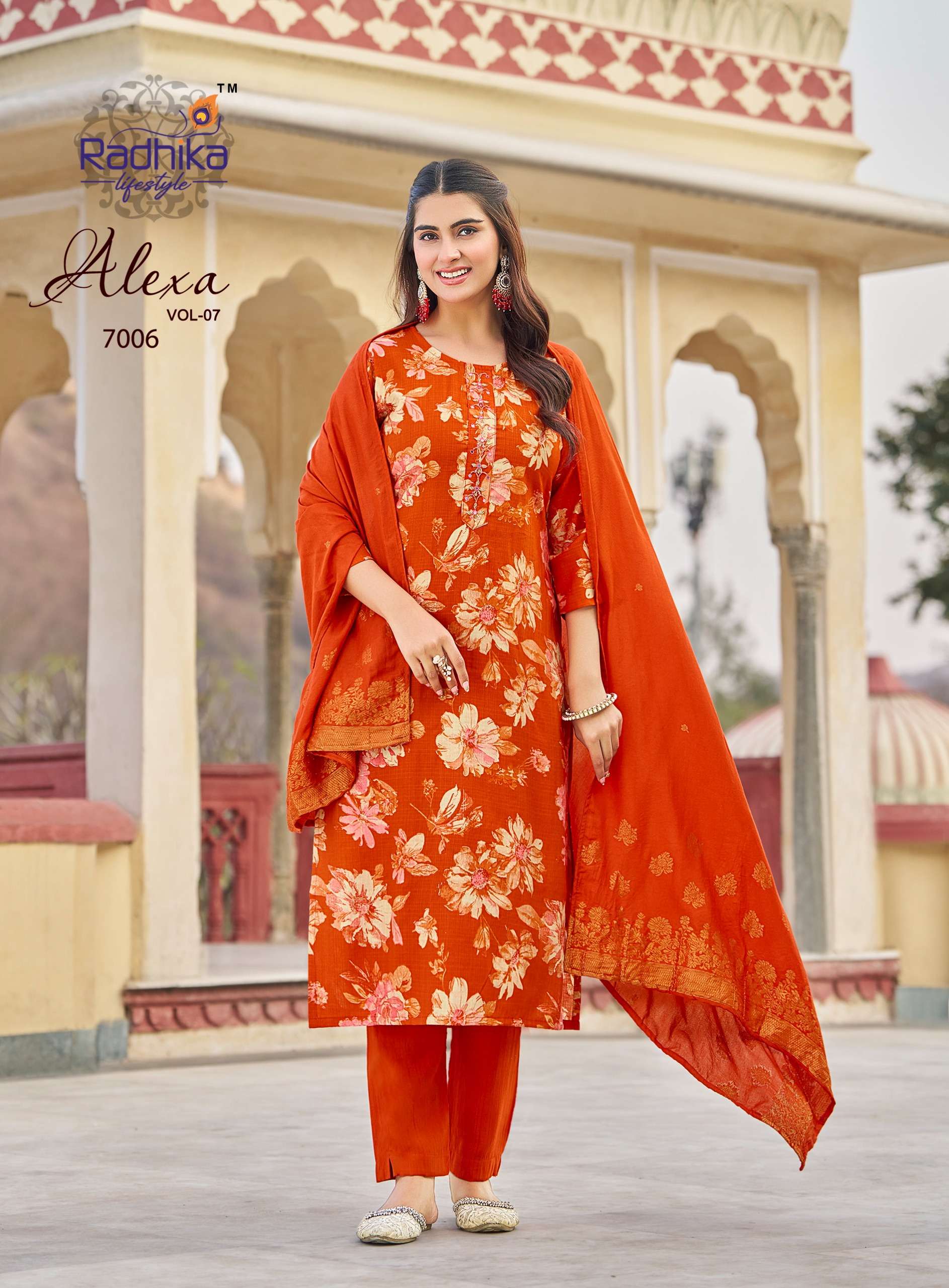 RADHIKA LIFESTYLE ALEXA VOL 7 SILK PRINTED FANCY LADIES KURTI PANT WITH DUPATTA SET