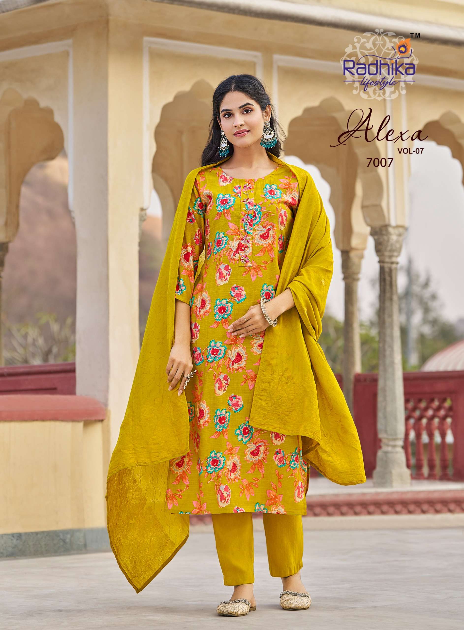 RADHIKA LIFESTYLE ALEXA VOL 7 SILK PRINTED FANCY LADIES KURTI PANT WITH DUPATTA SET