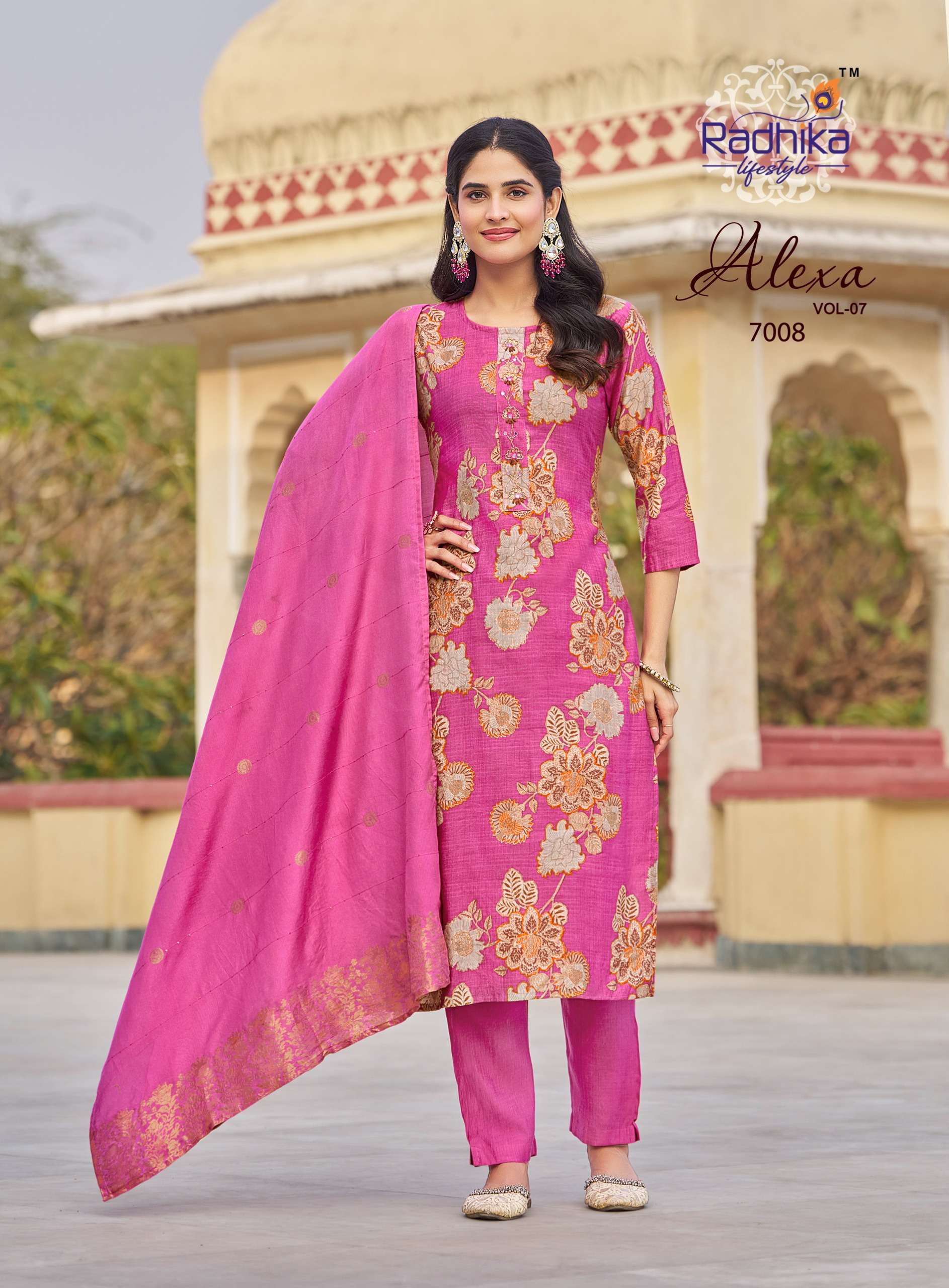 RADHIKA LIFESTYLE ALEXA VOL 7 SILK PRINTED FANCY LADIES KURTI PANT WITH DUPATTA SET