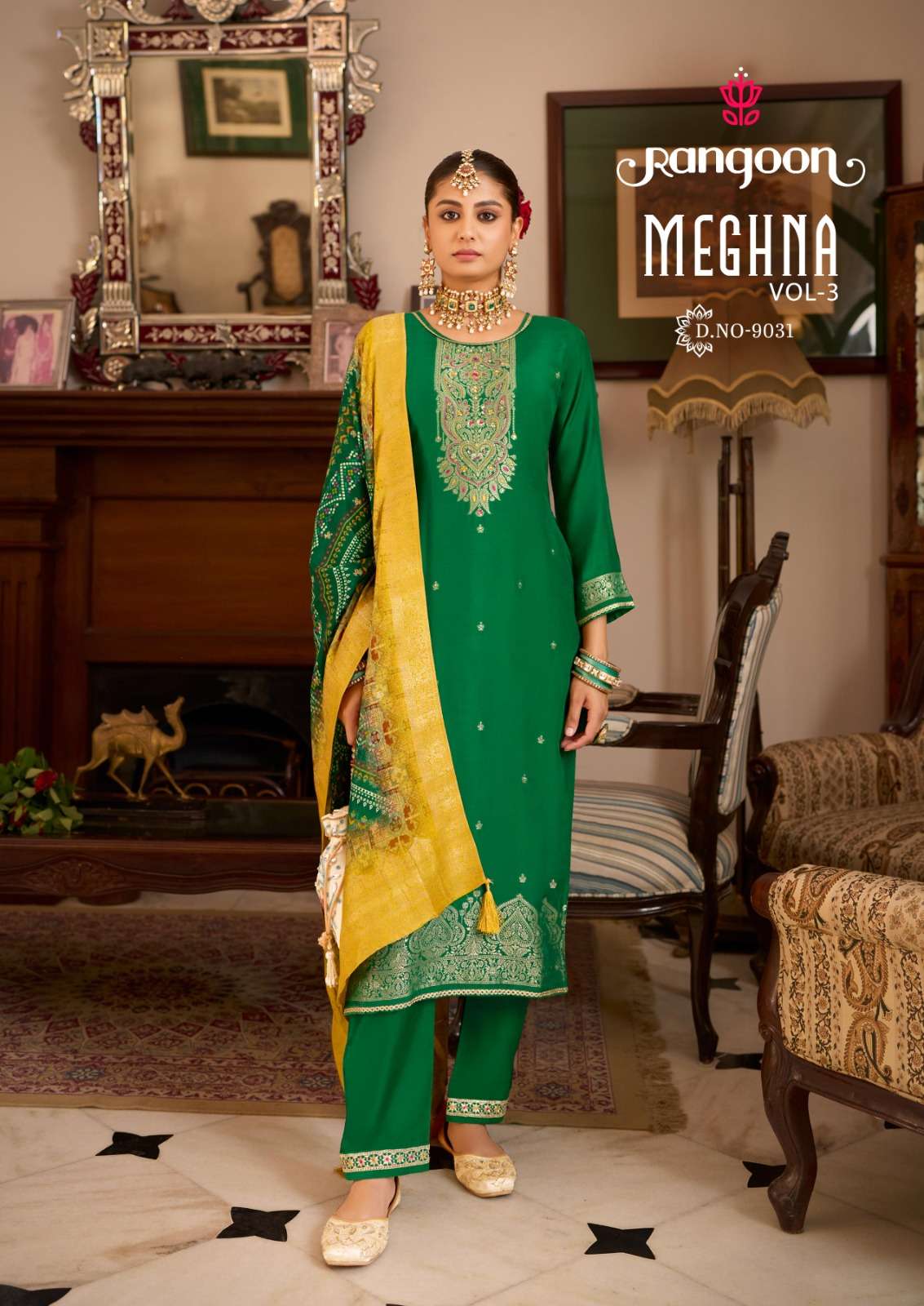 RANGOON MEGHANA VOL 3 JACQUARD DESIGNER LADIES FESTIVE WEAR SUIT