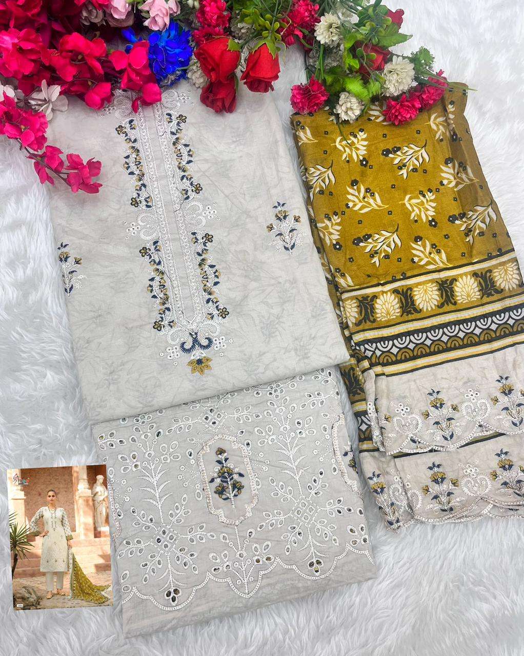 SHREE FABS BIN SAEED LAWN COLLECTION VOL 25 COTTON EMBROIDERY WORK SUIT