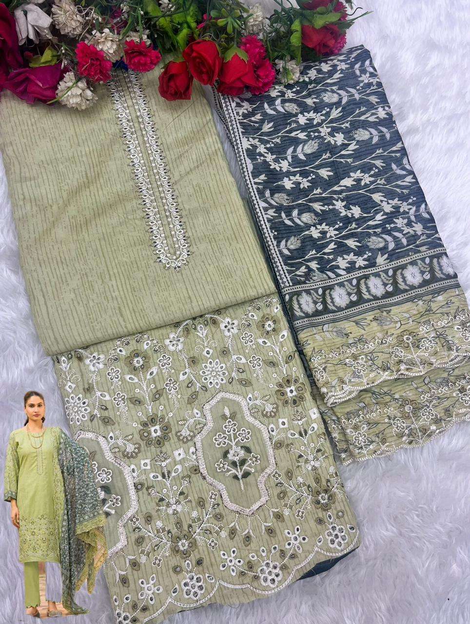 SHREE FABS BIN SAEED LAWN COLLECTION VOL 25 COTTON EMBROIDERY WORK SUIT