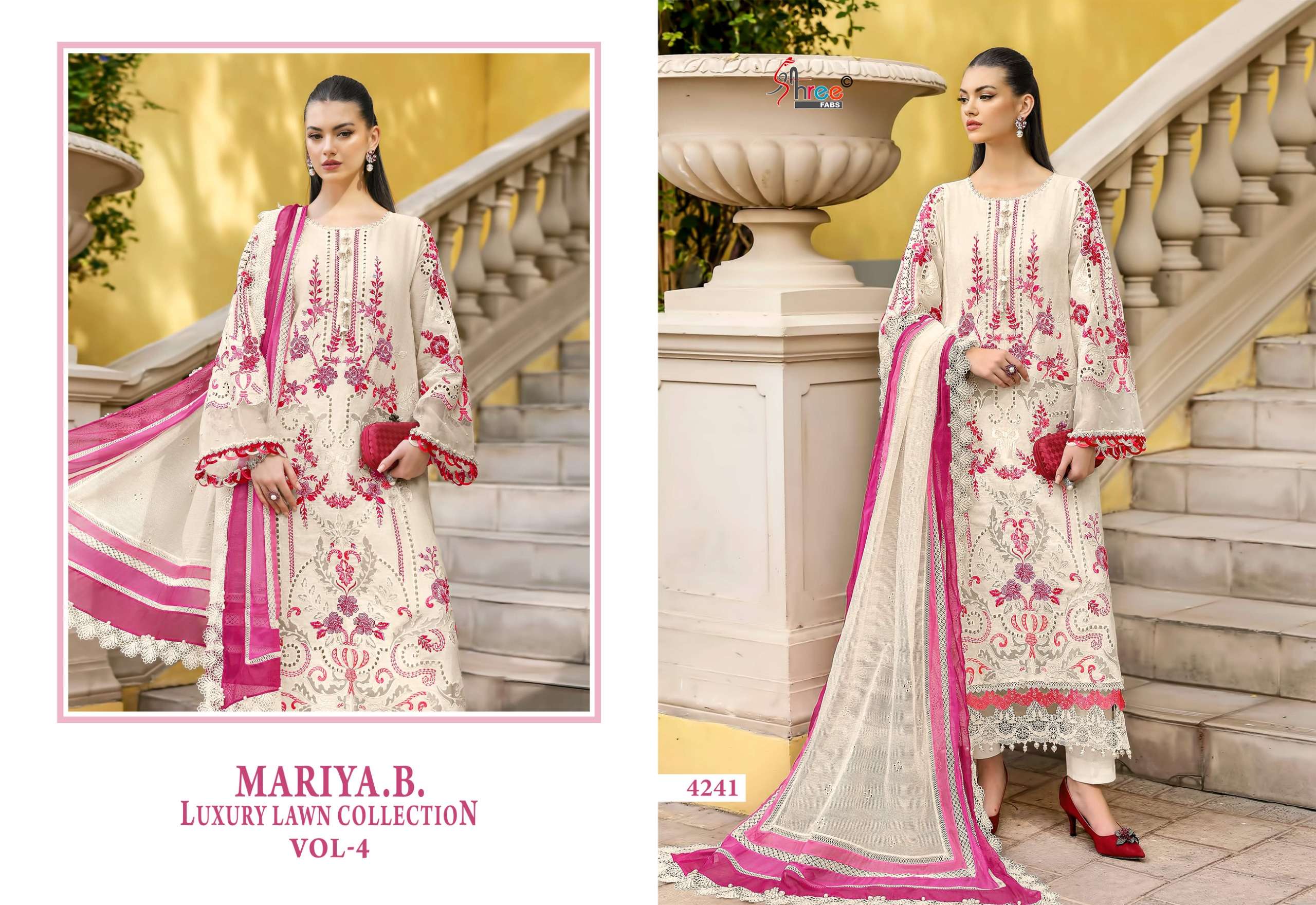 SHREE FABS MARIYA B LUXURY LAWN COLLECTION VOL 4 COTTON DESIGNER WORK SUIT
