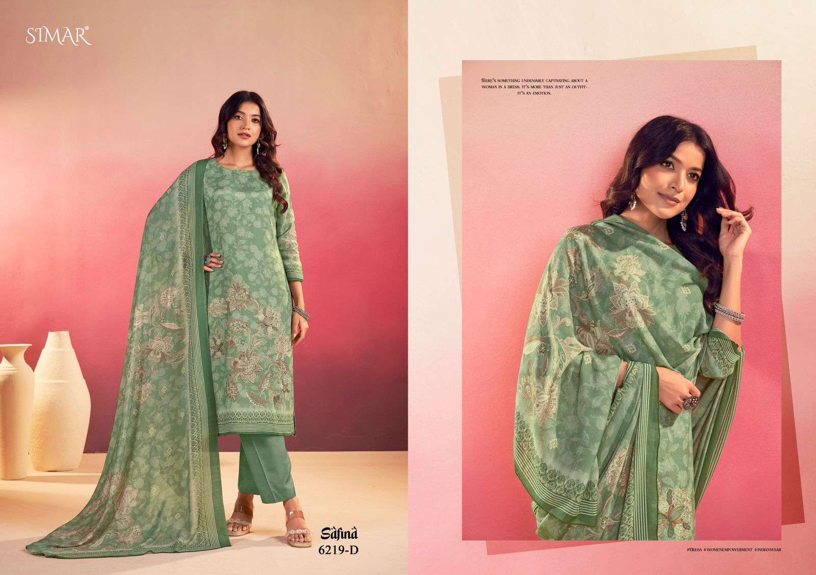 SIMAR SAFINA MUSLIN DIGITAL PRINT WITH HAND WORK DESIGNER SUIT