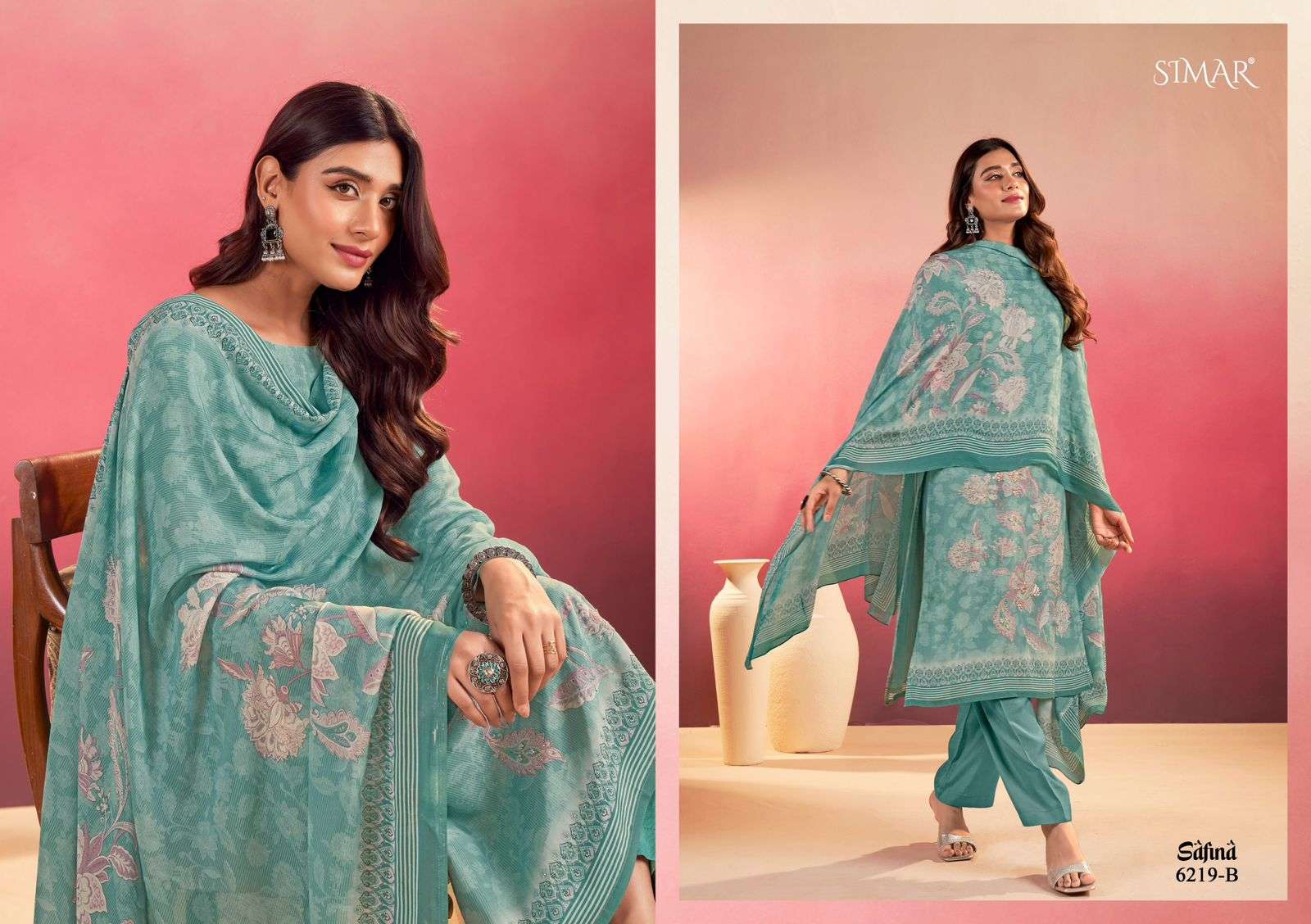 SIMAR SAFINA MUSLIN DIGITAL PRINT WITH HAND WORK DESIGNER SUIT