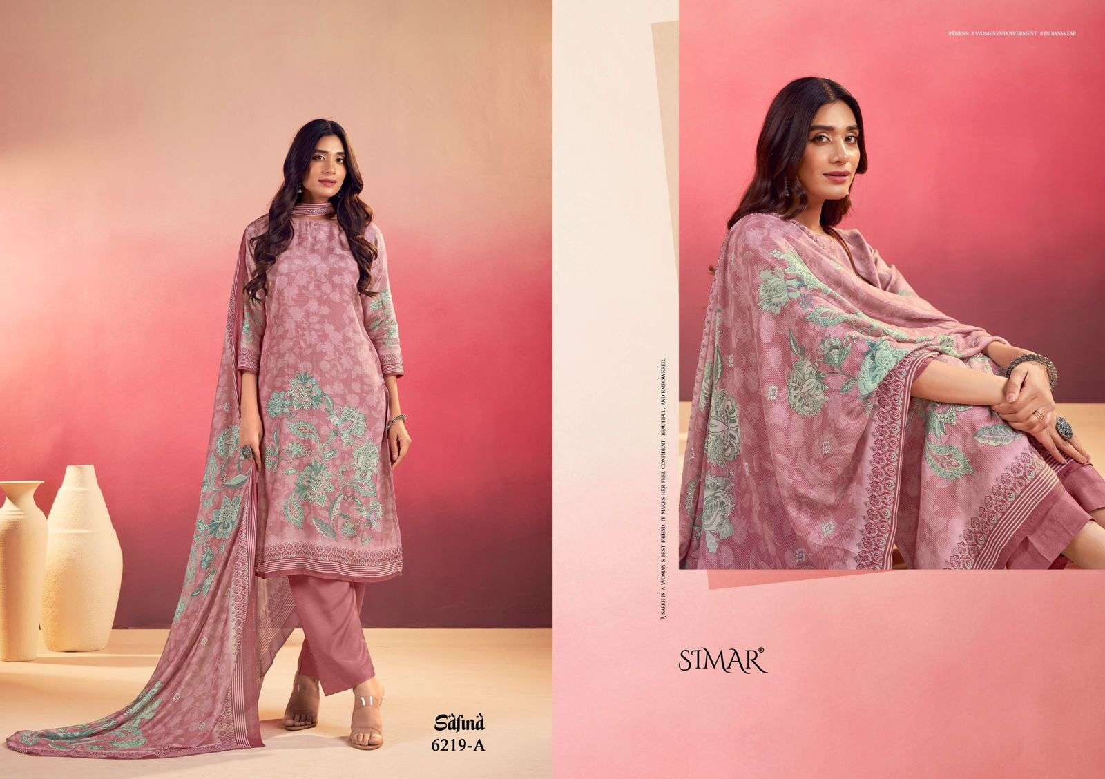 SIMAR SAFINA MUSLIN DIGITAL PRINT WITH HAND WORK DESIGNER SUIT