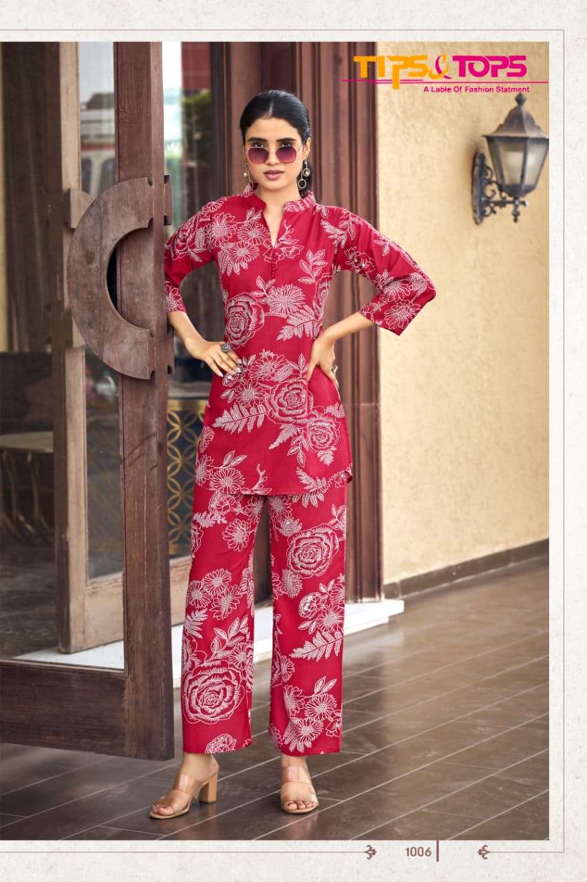 TIPS AND TOPS FASHION BEATS VOL 14 RAYON PRINT FANCY WEAR LADIES CO-ORD SET