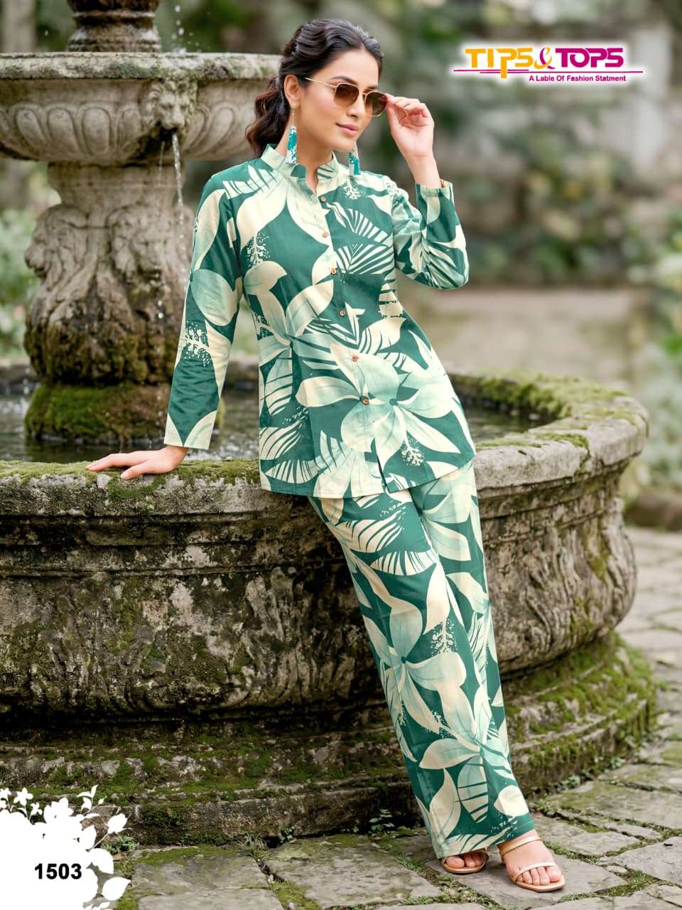 TIPS AND TOPS FASHION BEATS VOL 15 RAYON PRINT FANCY SUMMER WEAR LADIES CO-ORD SET
