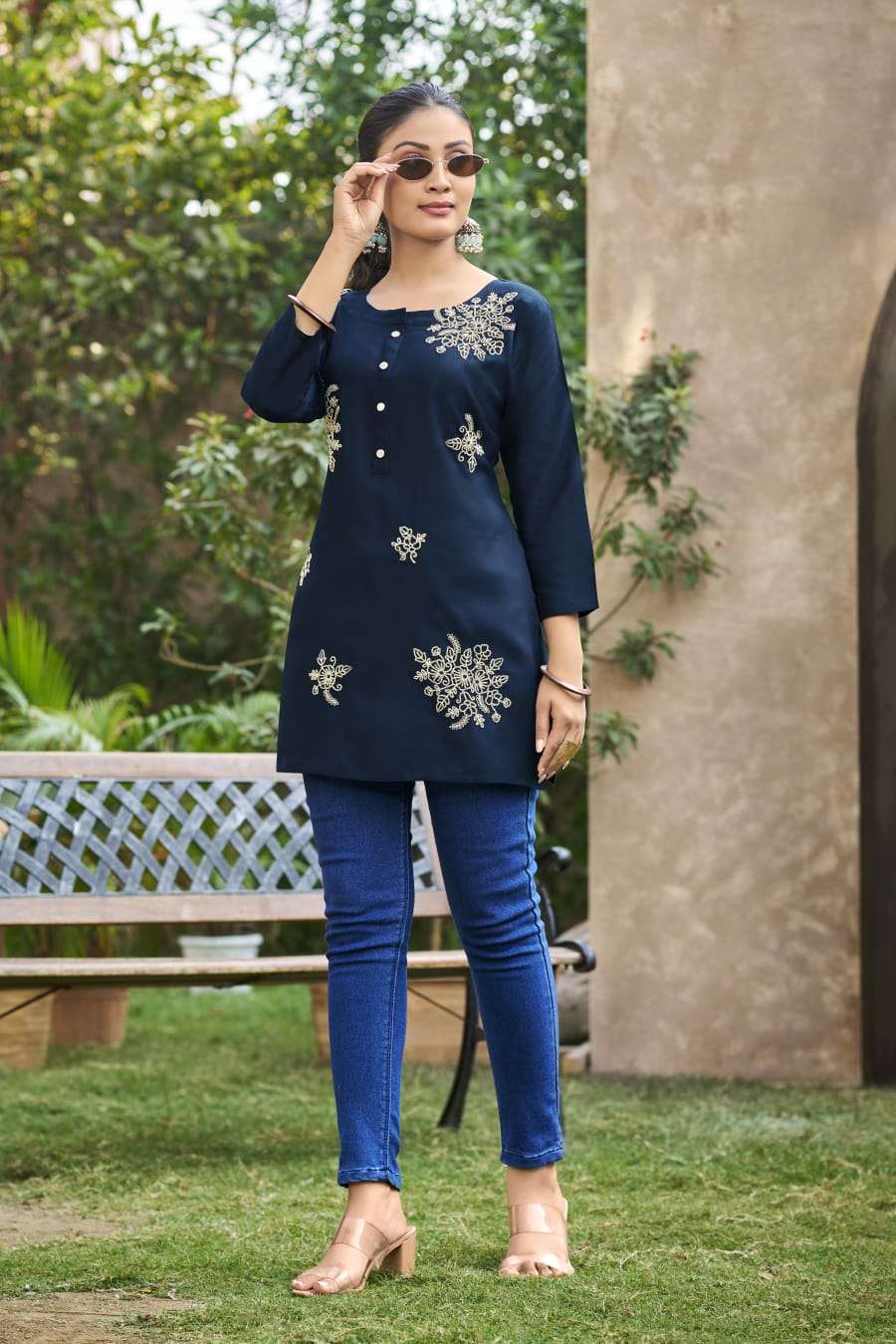 TIPS AND TOPS ROSE RAYON FANCY WORKS SUMMER WEAR LADIES TOP