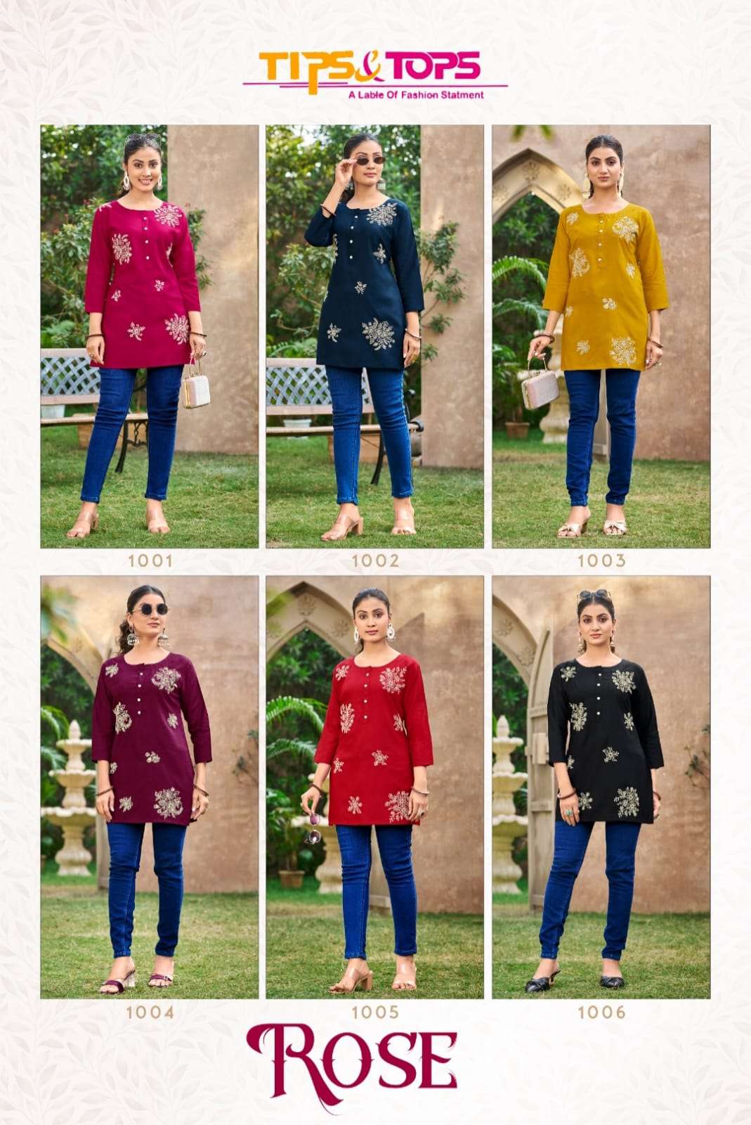 TIPS AND TOPS ROSE RAYON FANCY WORKS SUMMER WEAR LADIES TOP