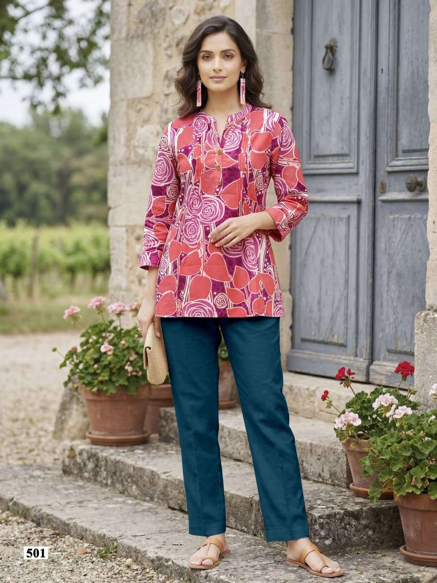 TIPS AND TOPS VICTORIA VOL 5 COTTON PRINT FANCY SUMMER WEAR LADIES TOP