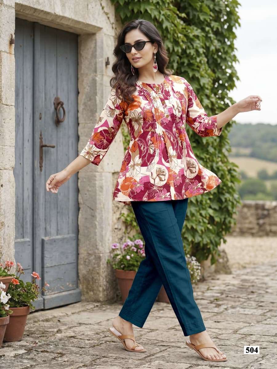 TIPS AND TOPS VICTORIA VOL 5 COTTON PRINT FANCY SUMMER WEAR LADIES TOP