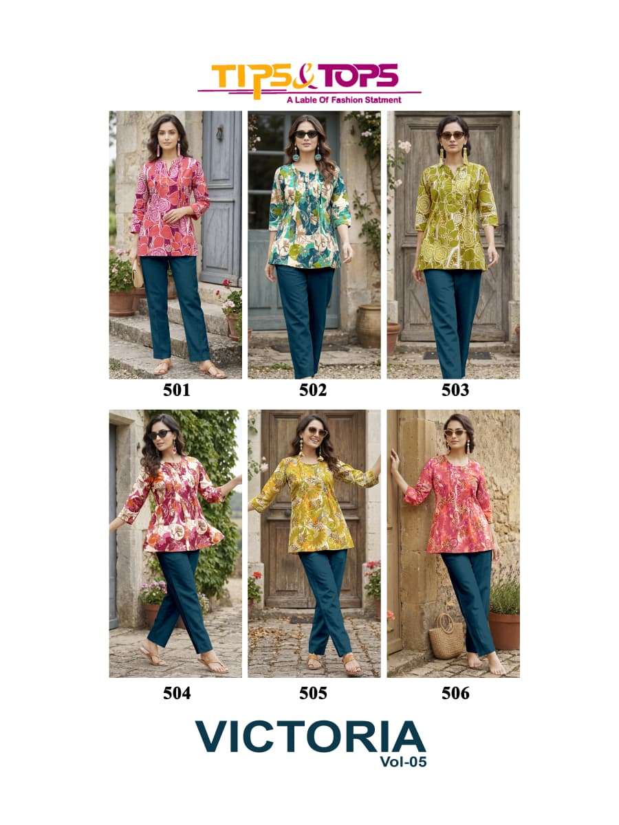 TIPS AND TOPS VICTORIA VOL 5 COTTON PRINT FANCY SUMMER WEAR LADIES TOP