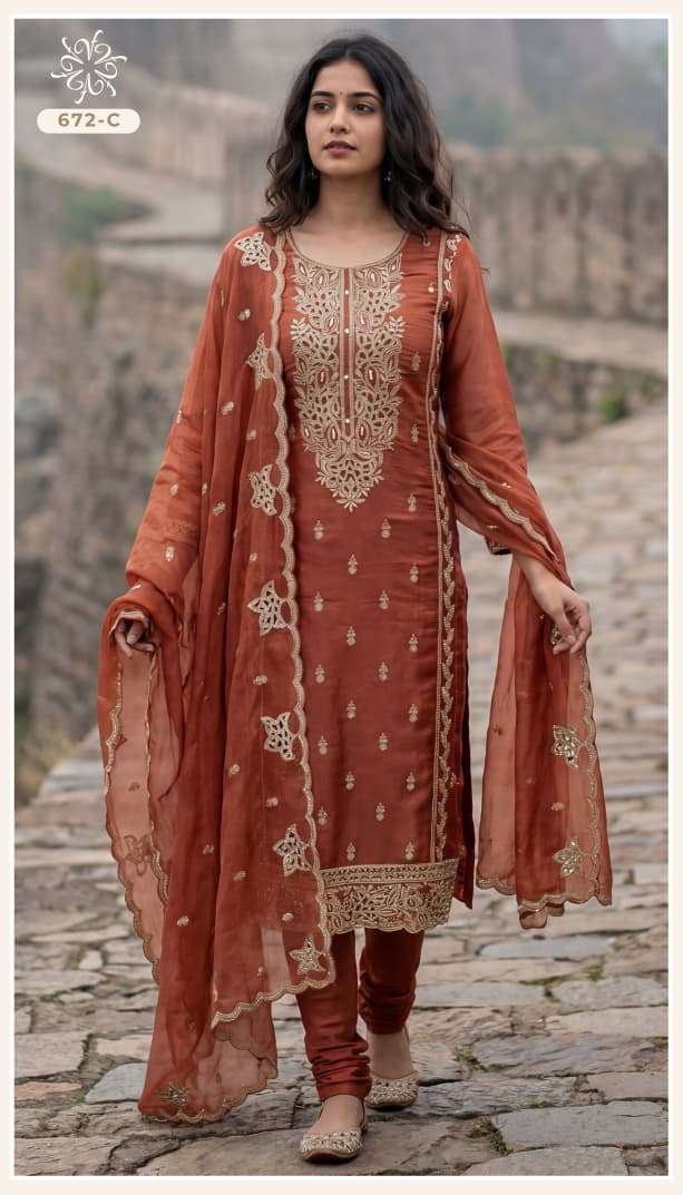 VINAY FASHION NCS 672 SILK EMBROIDERY DESIGNER WORK LADIES SUIT