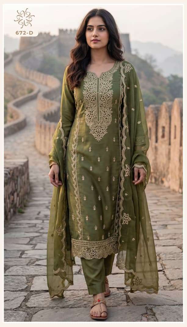 VINAY FASHION NCS 672 SILK EMBROIDERY DESIGNER WORK LADIES SUIT