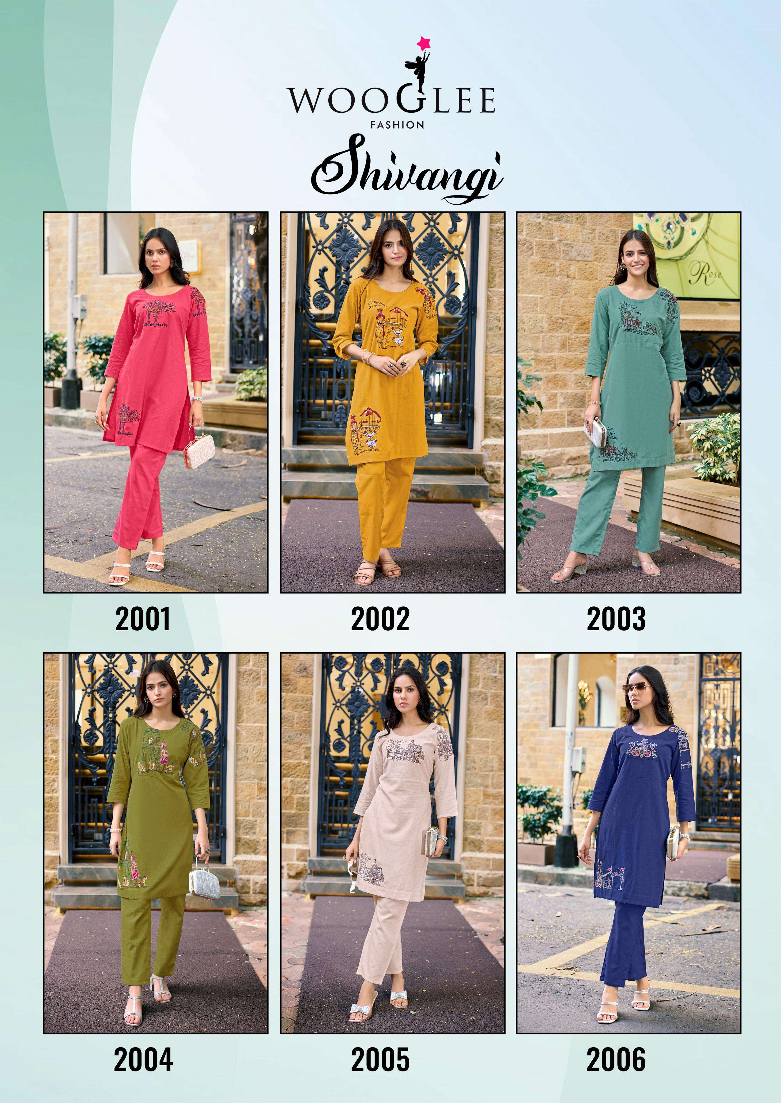 WOOGLEE SHIVANGI COTTON FANCY WORK LADIES KURTI WITH BOTTOM PAIR 