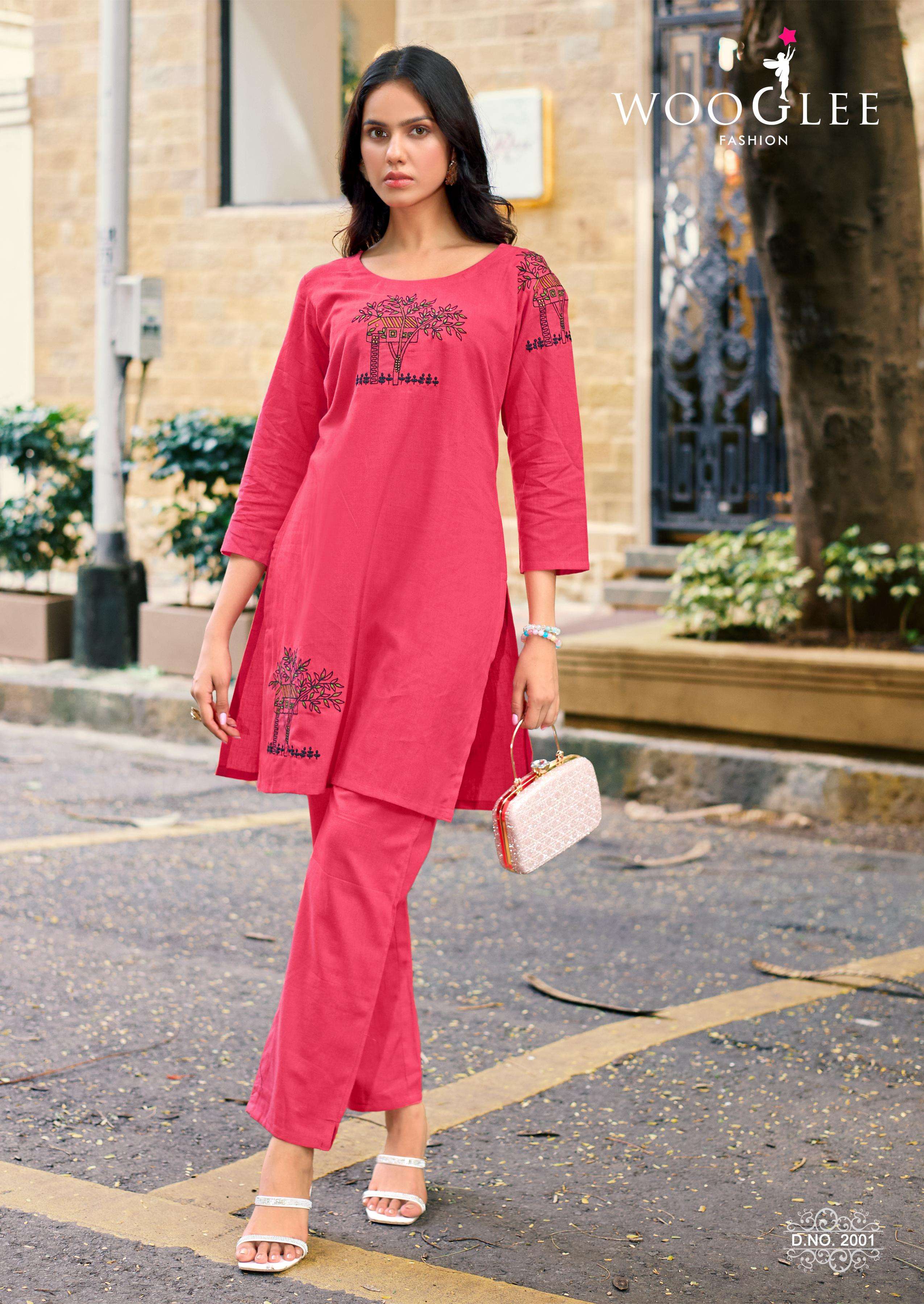 WOOGLEE SHIVANGI COTTON FANCY WORK LADIES KURTI WITH BOTTOM PAIR 