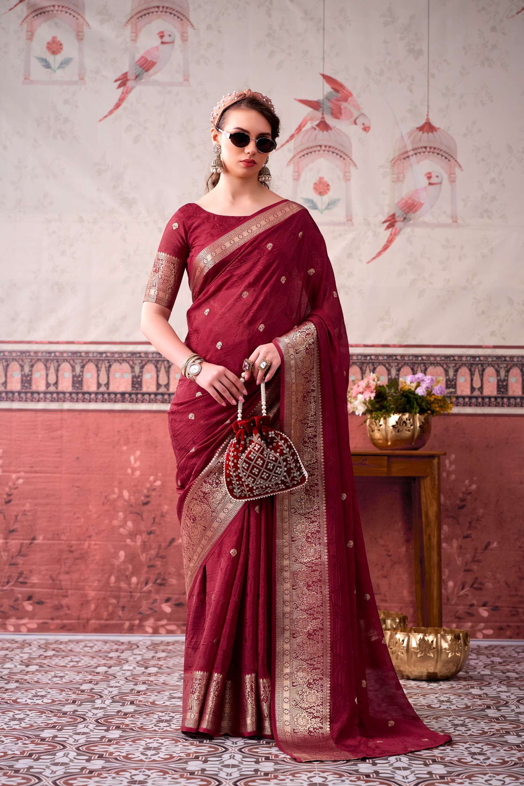 YNF MRITSA VOL 2 CHINON PRINTED LADIES FUNCTION WEAR SAREE