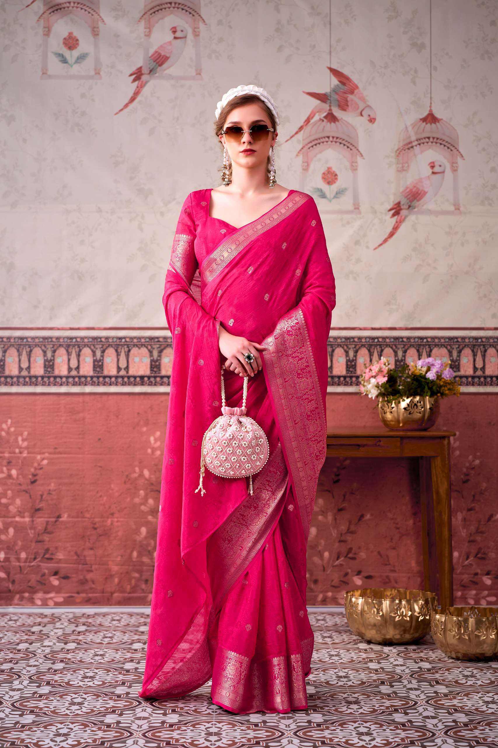 YNF MRITSA VOL 2 CHINON PRINTED LADIES FUNCTION WEAR SAREE