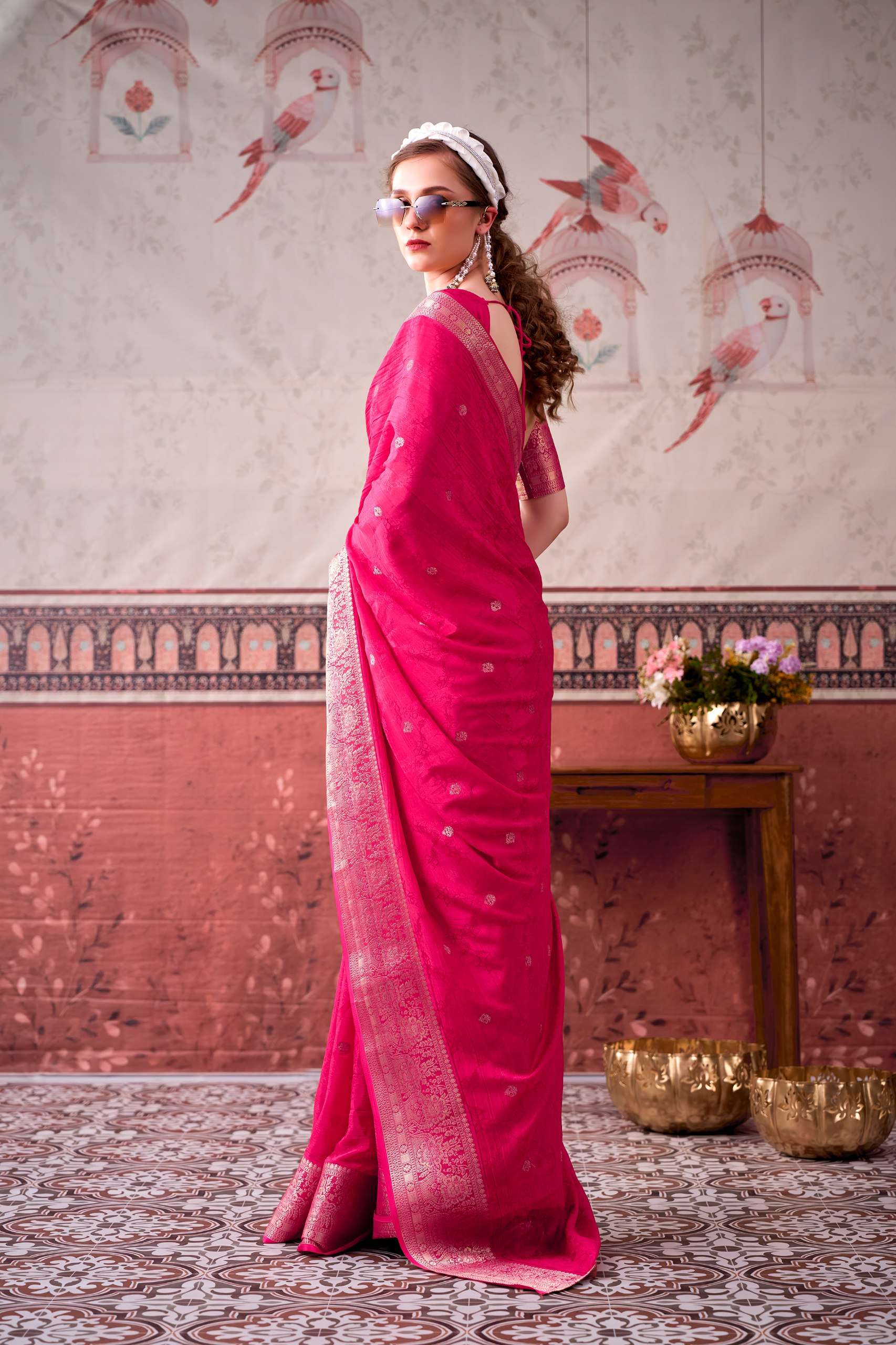 YNF MRITSA VOL 2 CHINON PRINTED LADIES FUNCTION WEAR SAREE