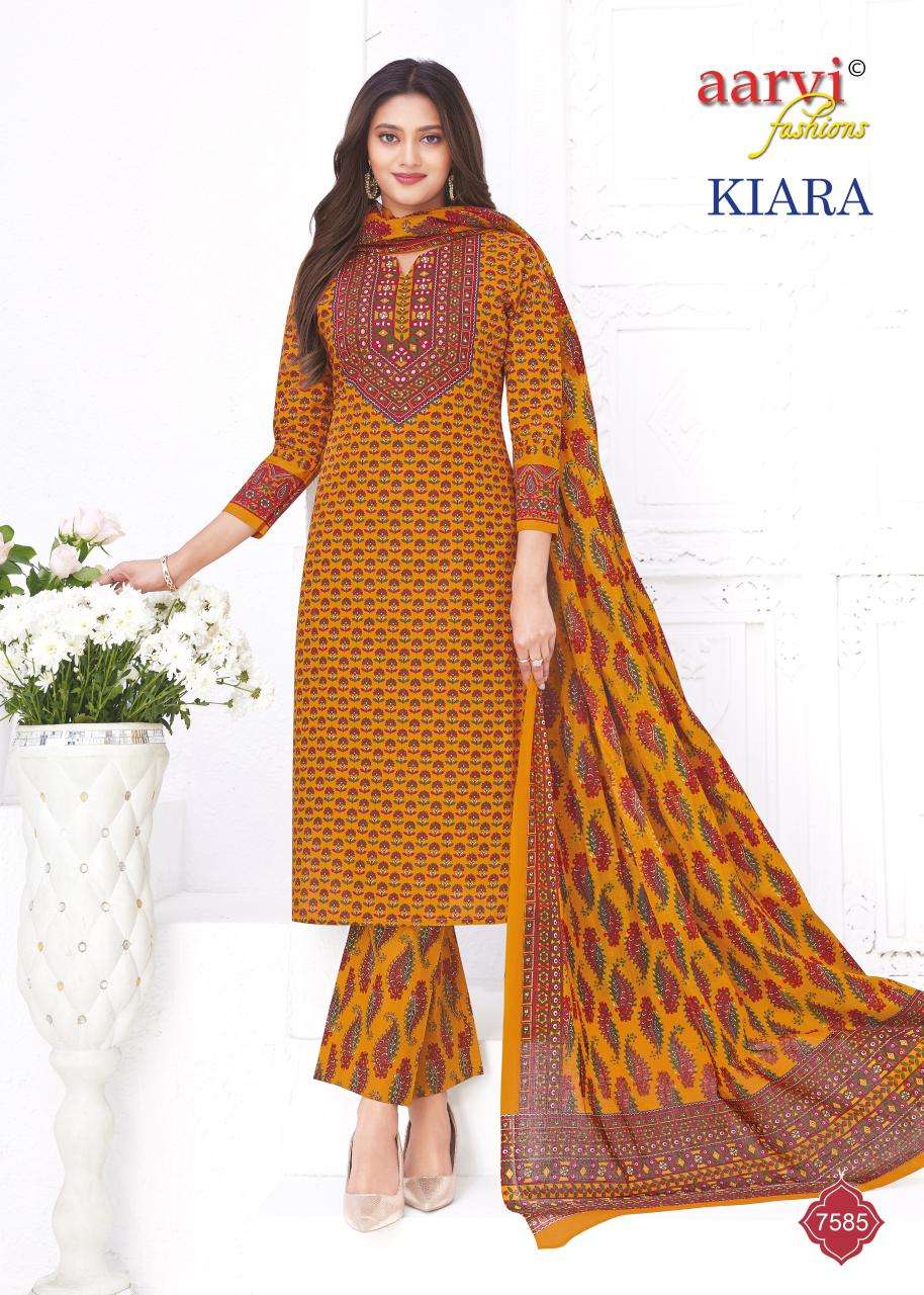 AARVI FASHION KIARA VOL 1 COTTON PRINT LADIES KURTI BOTTOM AND DUPATTA SET 