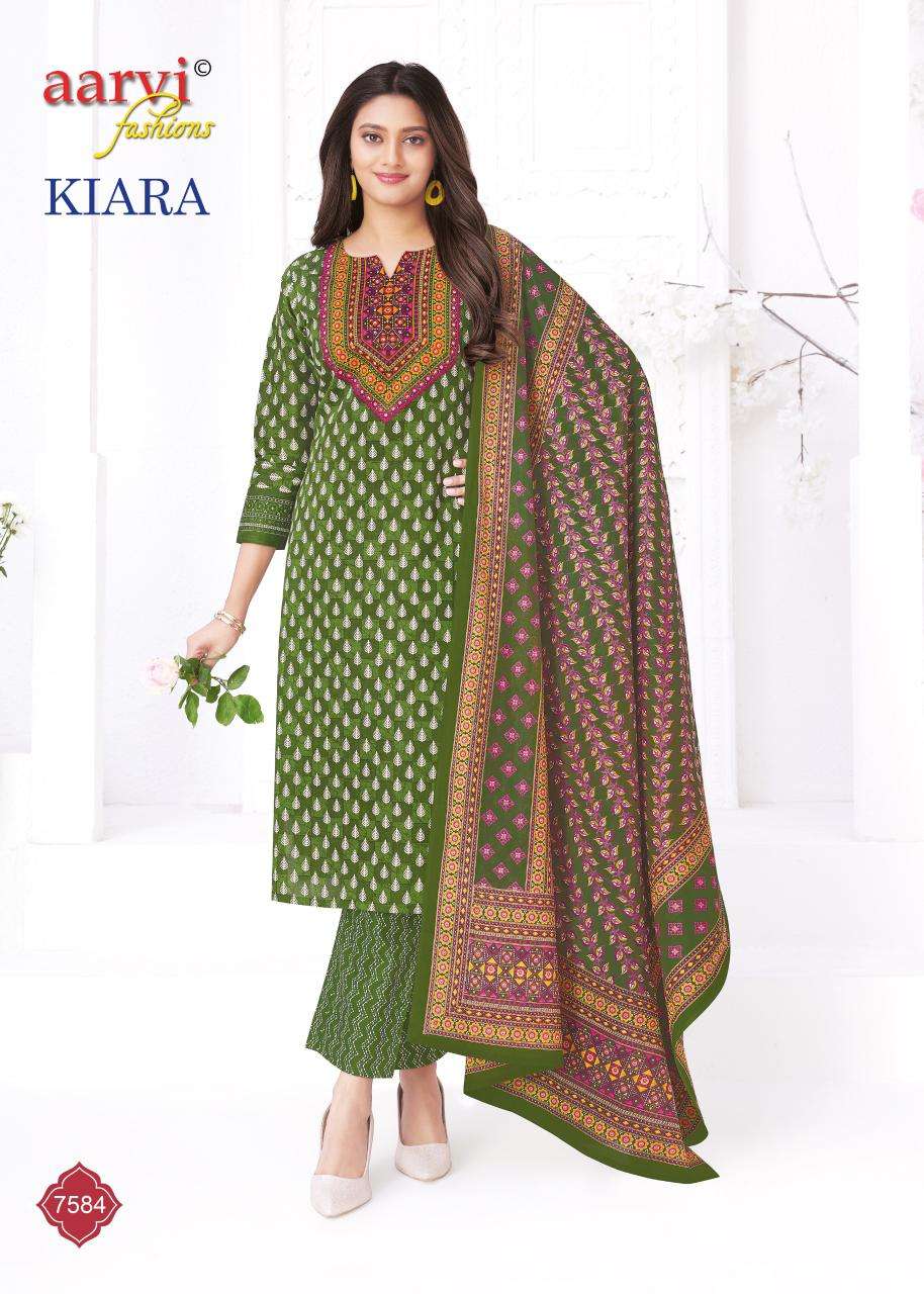 AARVI FASHION KIARA VOL 1 COTTON PRINT LADIES KURTI BOTTOM AND DUPATTA SET 