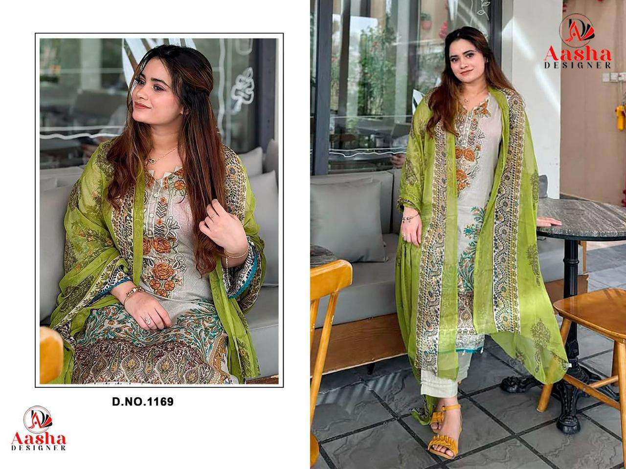 AASHA DESIGNER D NO 1169 COTTON PATCH EMBROIDERY WORK SALWAR KAMEEZ 