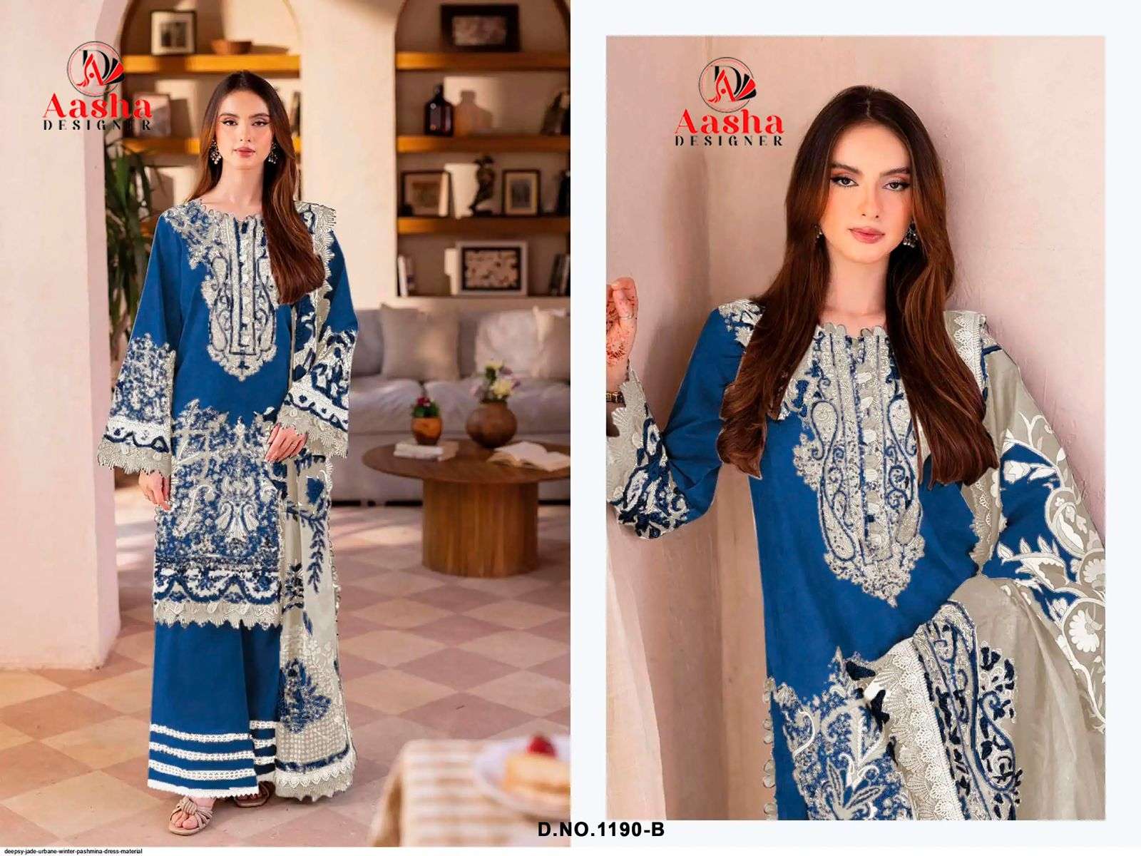 AASHA DESIGNER D NO 1190 COTTON PATCH EMBROIDERY WORK SALWAR KAMEEZ 