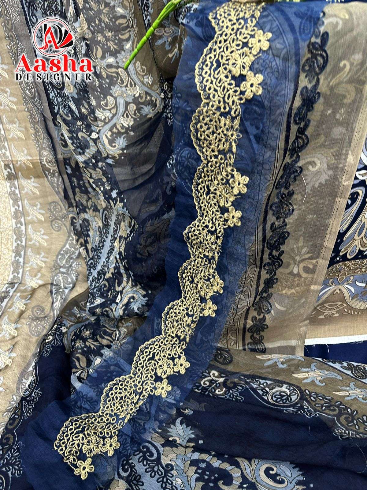 AASHA DESIGNER D NO 1190 COTTON PATCH EMBROIDERY WORK SALWAR KAMEEZ 