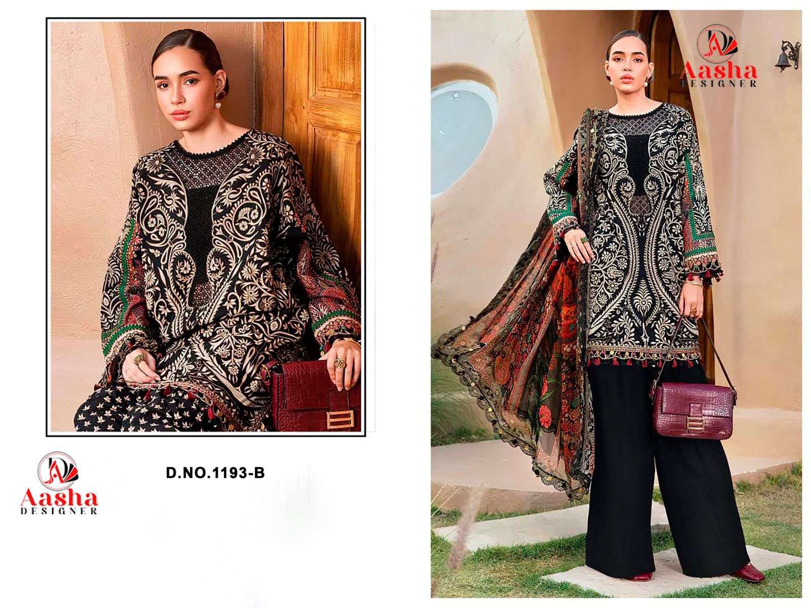 AASHA DESIGNER D NO 1193 COTTON PATCH EMBROIDERY WORK SALWAR KAMEEZ 