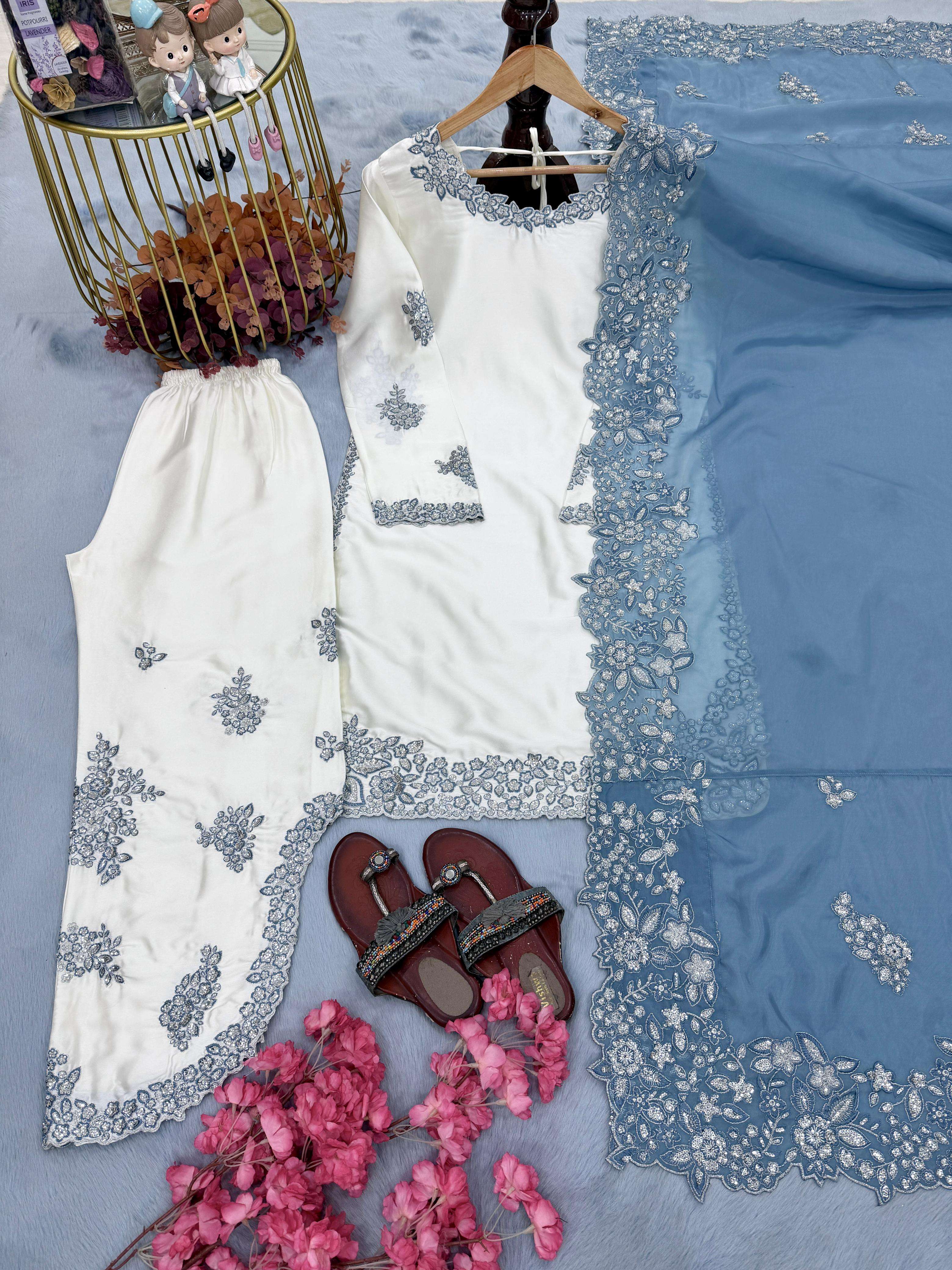 AD 229 SILK HEAVY BEAUTIFUL DESIGNER PARTY WEAR LADIES SUIT