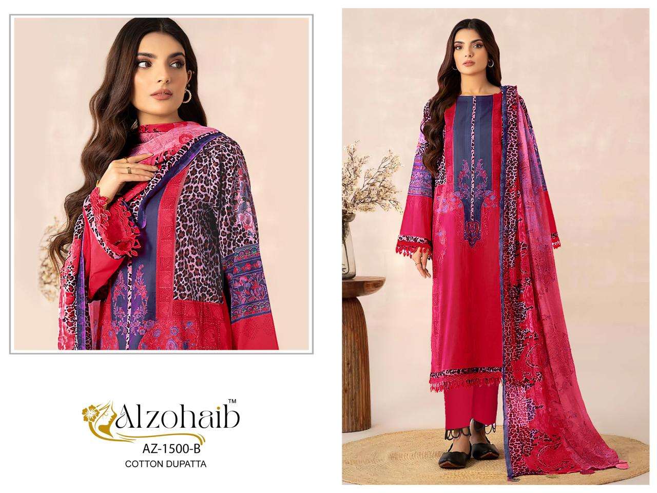 AL ZOHAIB AZ 1492 COTTON HEAVY PATCH EMBROIDERY WORK SALWAR KAMEEZ 